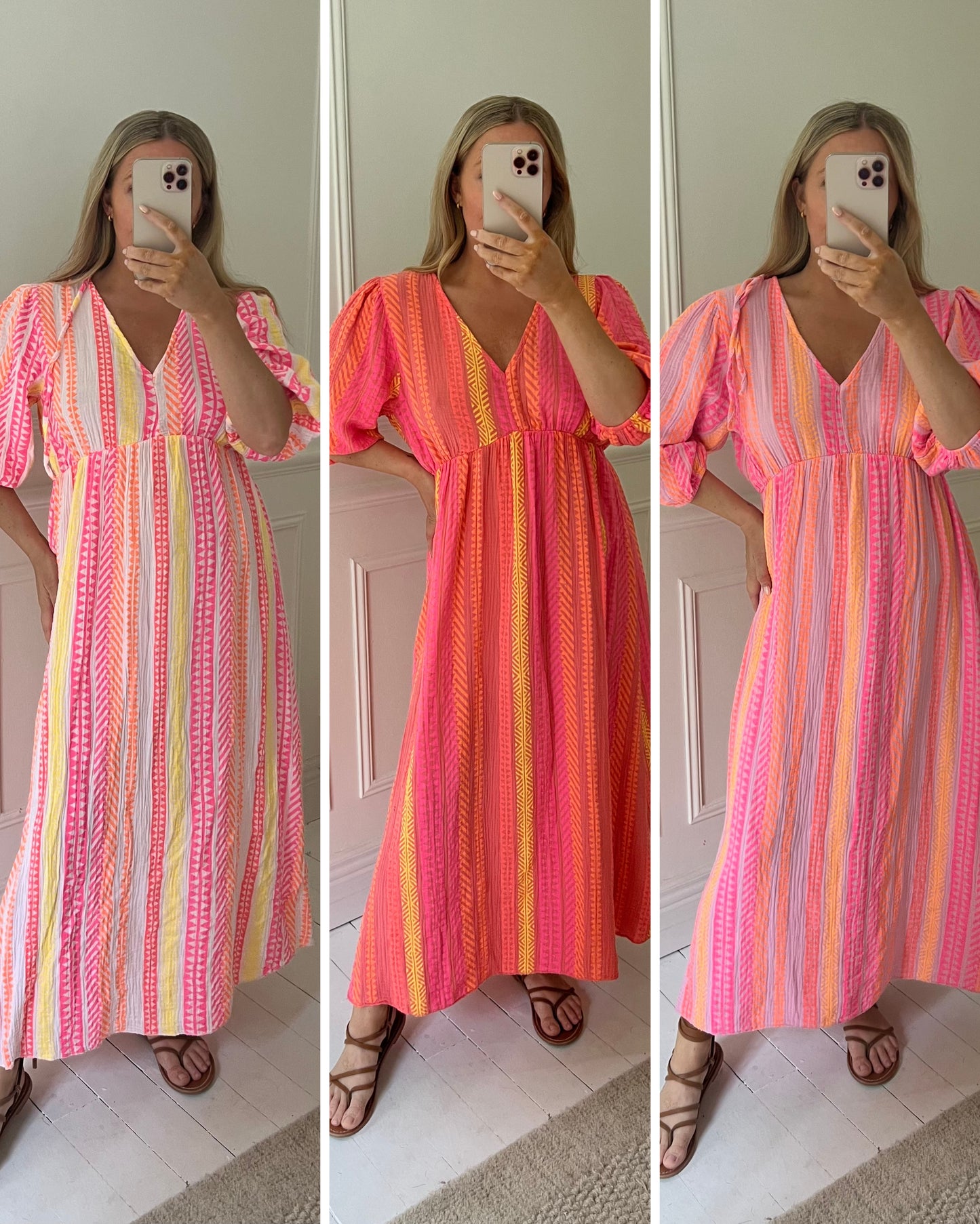 GEOMETRIC PRINT CHEESECLOTH COTTON DRESS