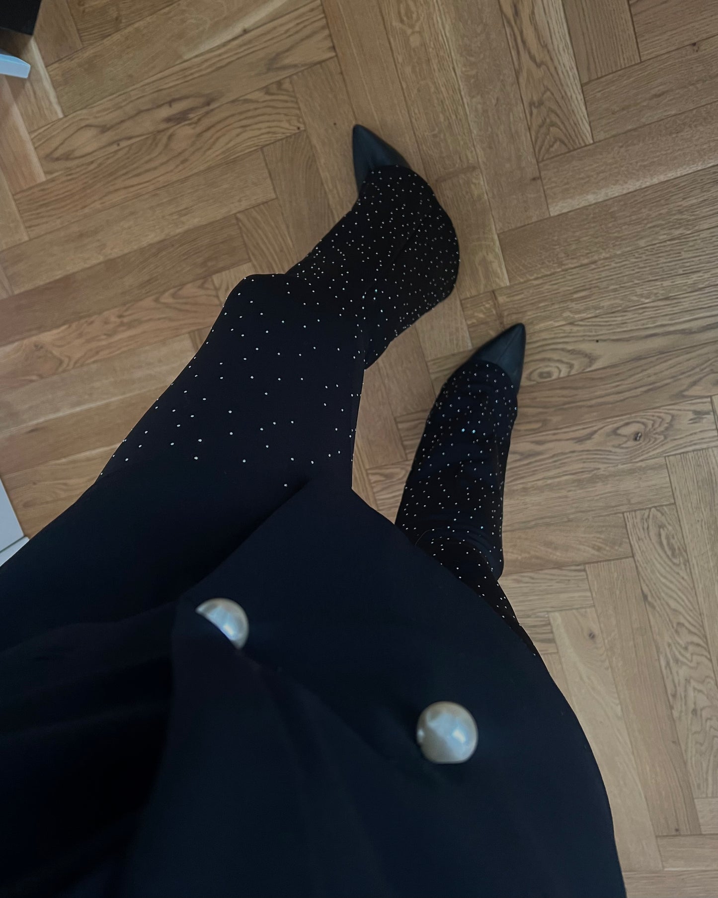 STUD EMBELLISHED FLARE TROUSERS