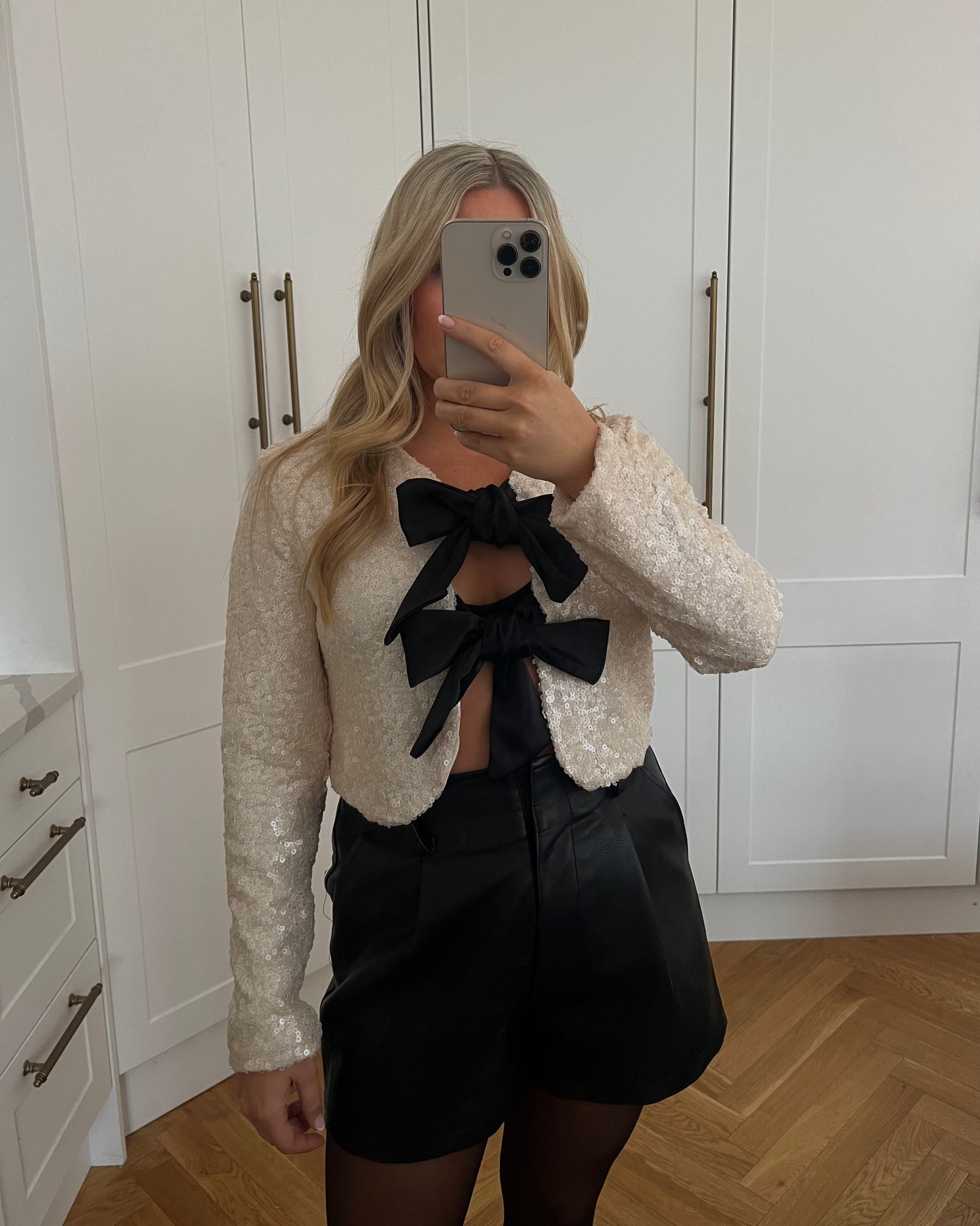 SEQUIN BOW TIE TOPS