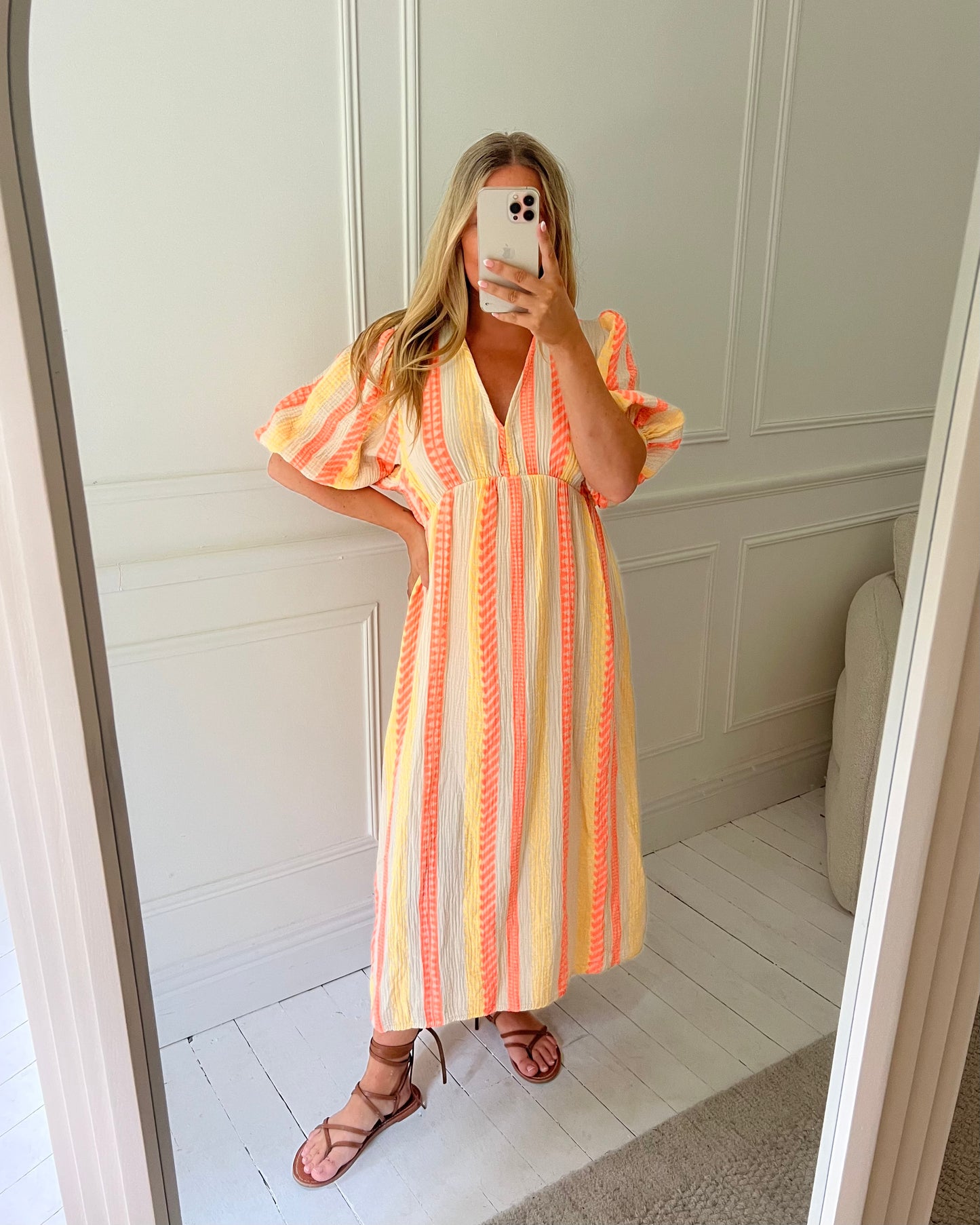 AZTEC PRINT CHEESECLOTH COTTON DRESS