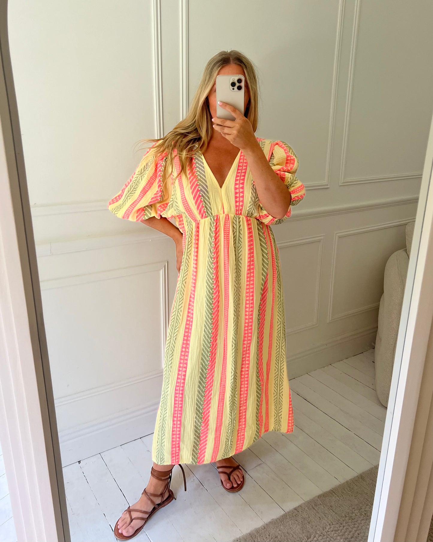 AZTEC PRINT CHEESECLOTH COTTON DRESS