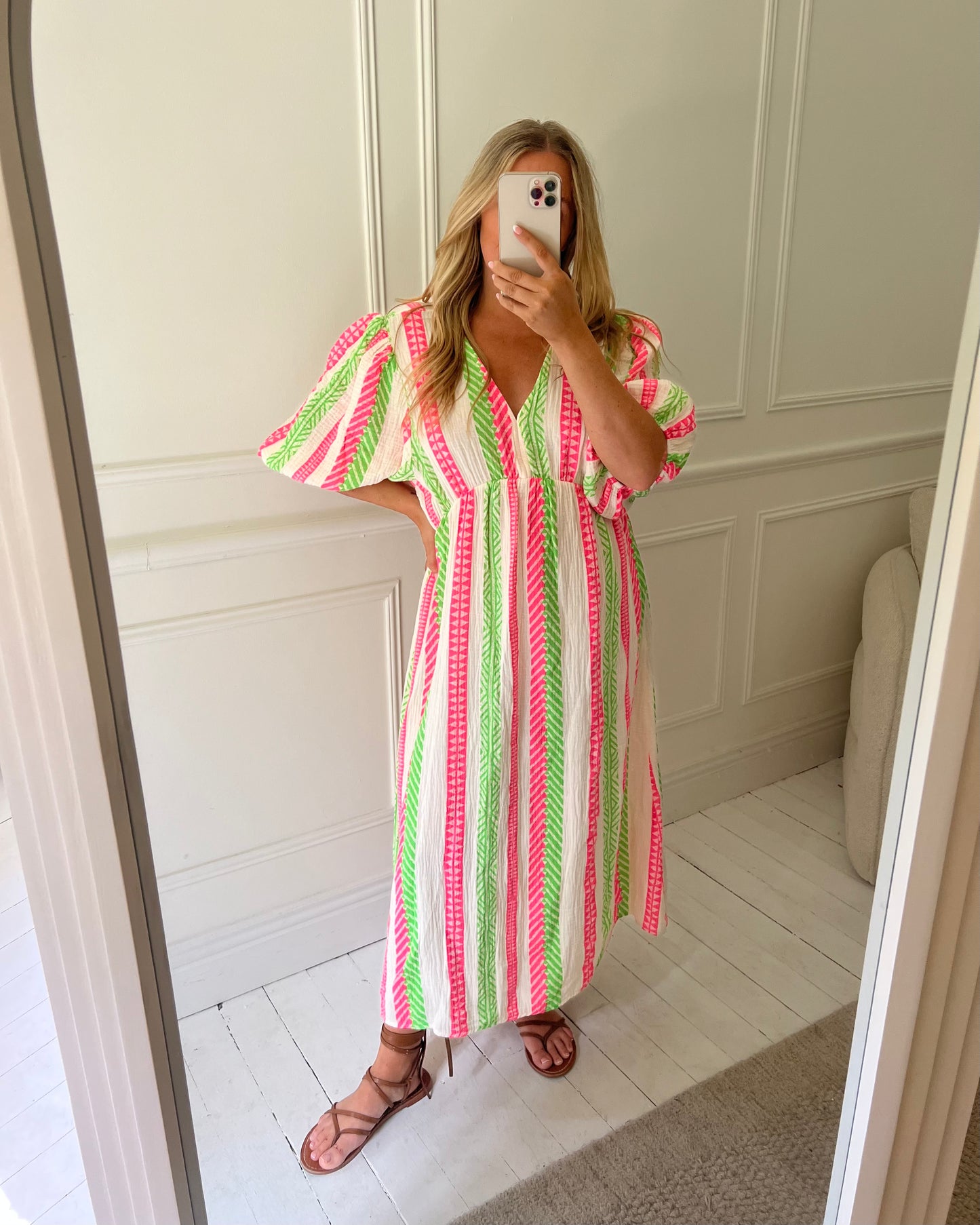 AZTEC PRINT CHEESECLOTH COTTON DRESS