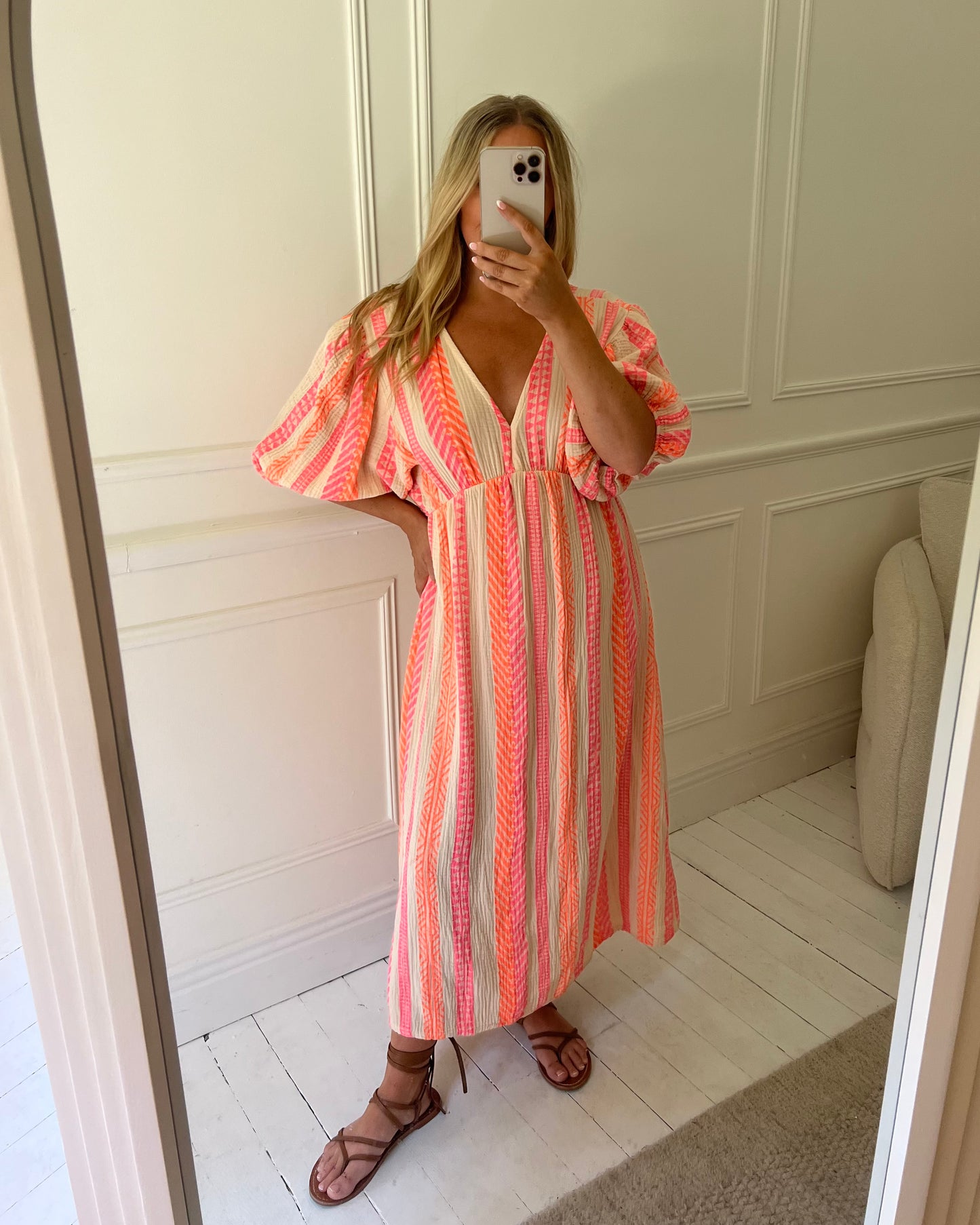 AZTEC PRINT CHEESECLOTH COTTON DRESS