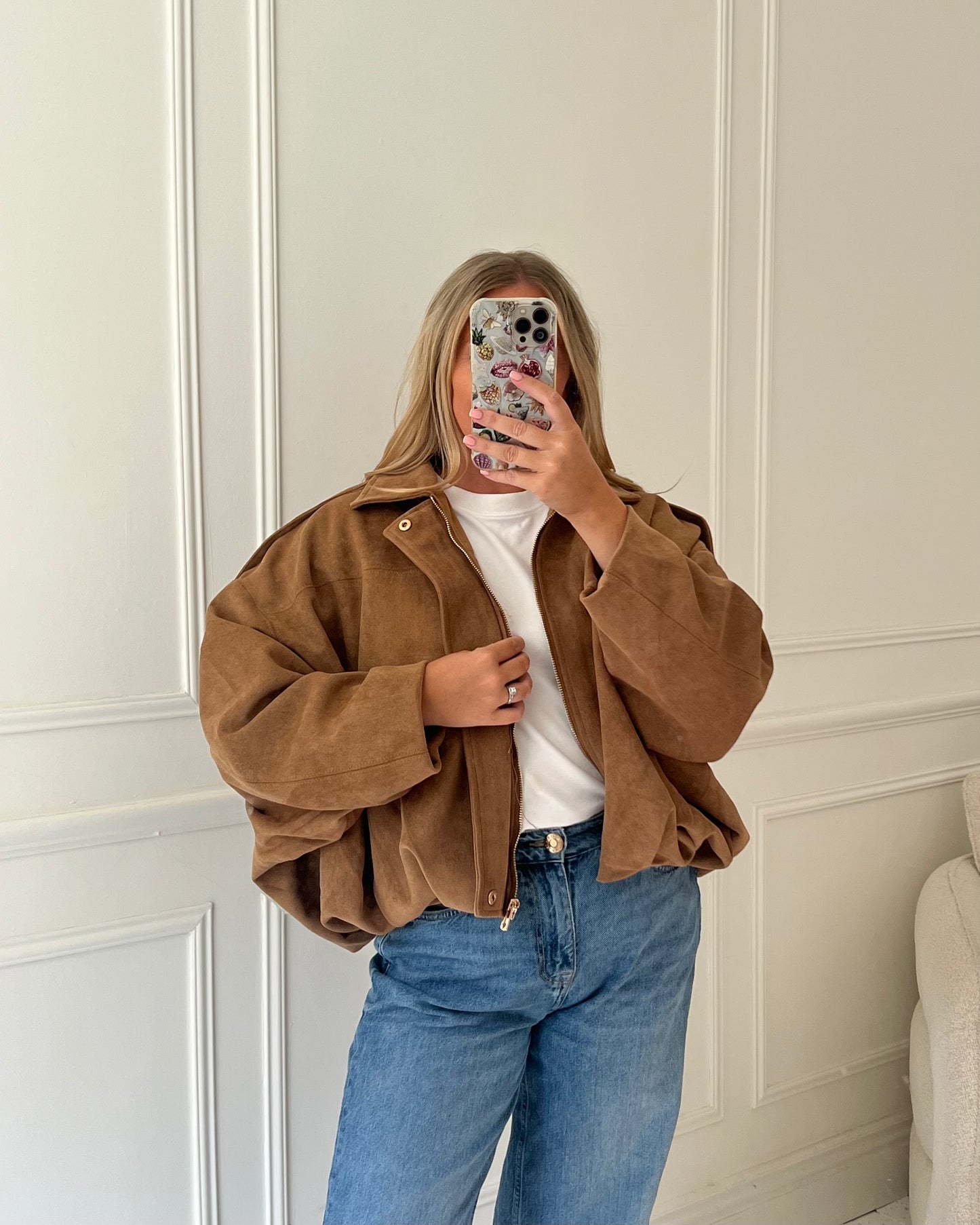 OVERSIZED SUEDE FEEL BOMBER JACKET