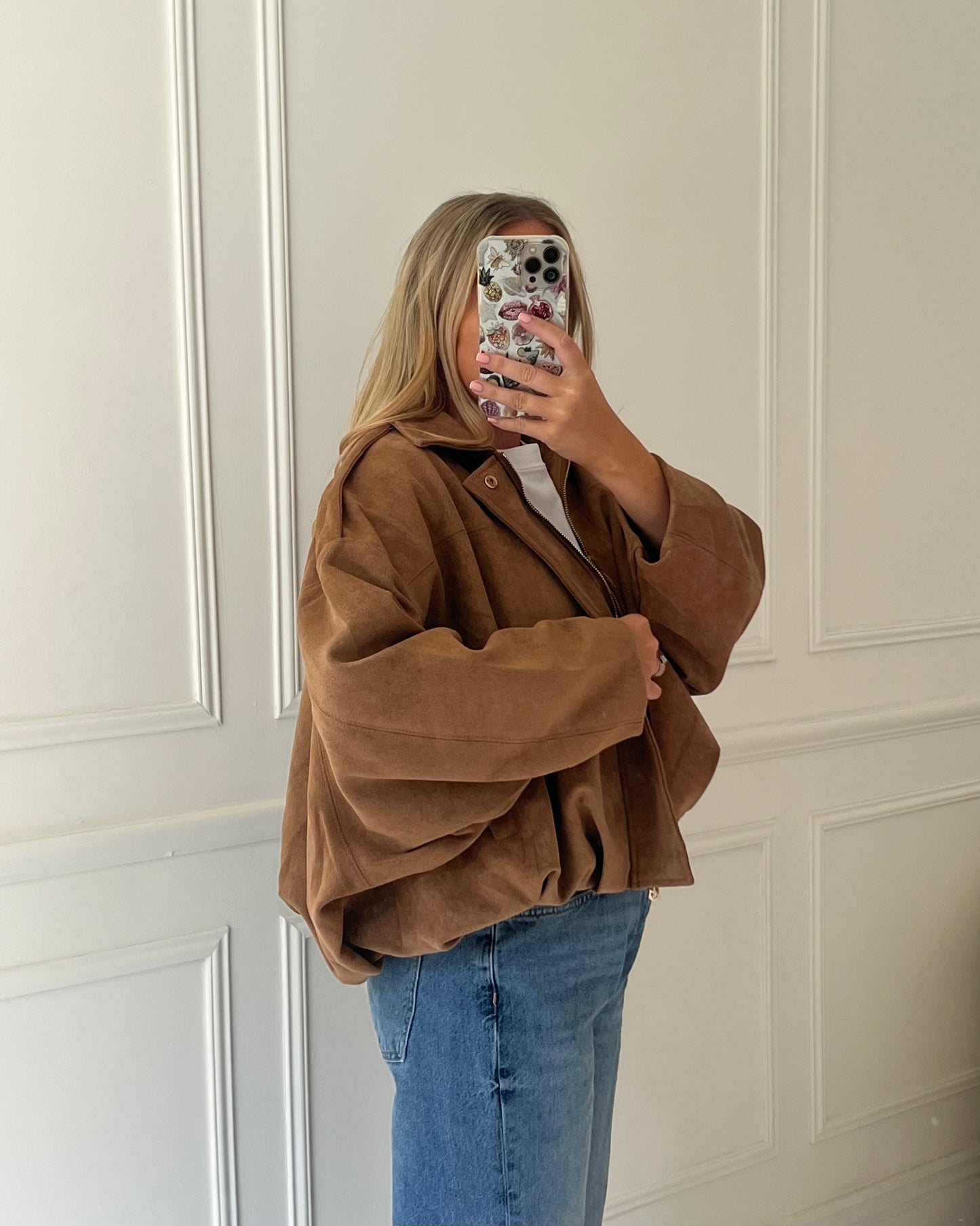 OVERSIZED SUEDE FEEL BOMBER JACKET