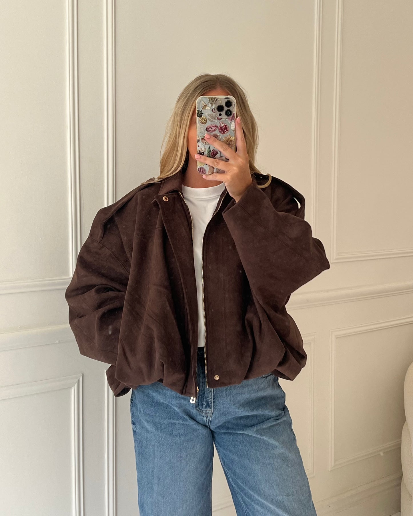 OVERSIZED SUEDE FEEL BOMBER JACKET