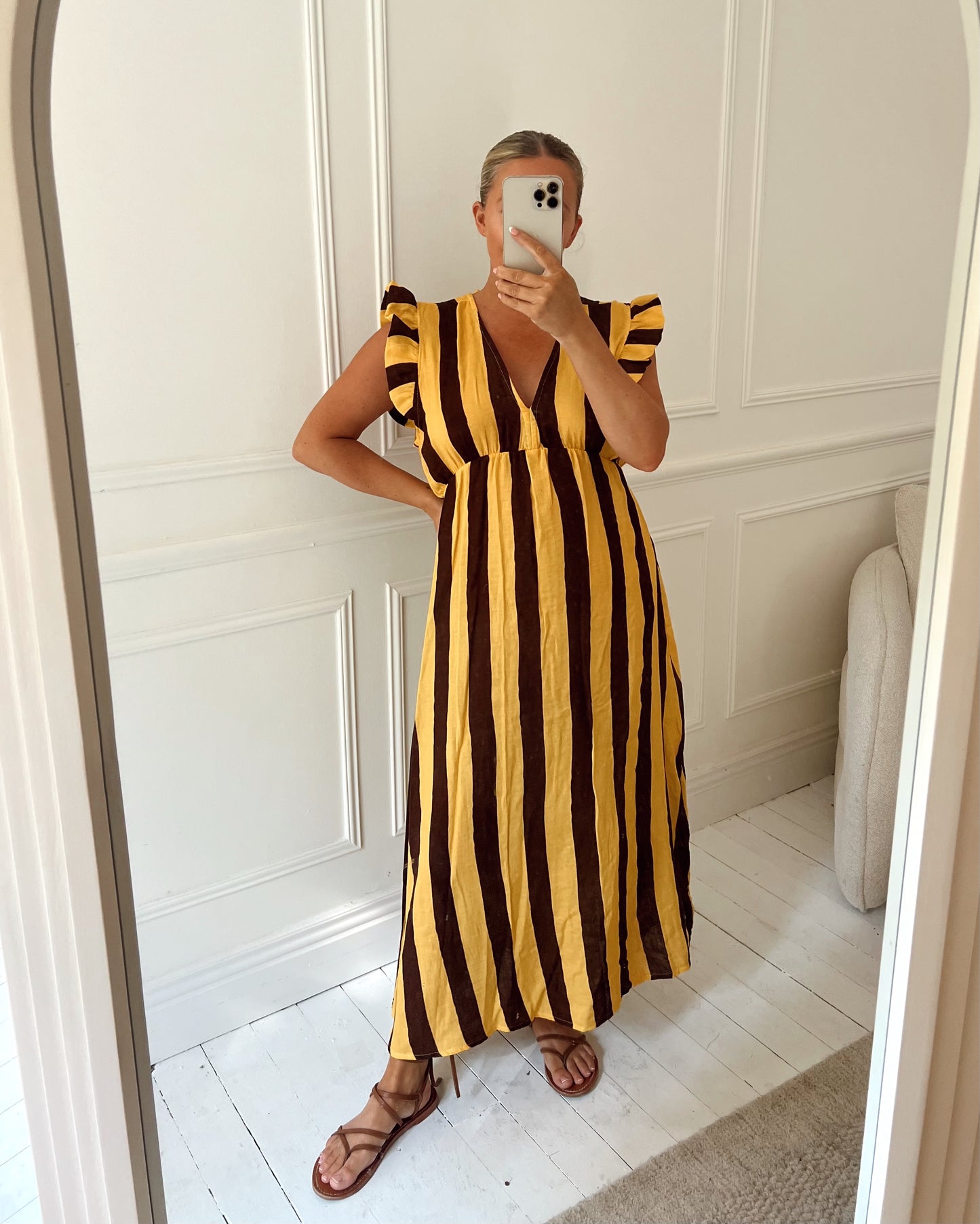 THICK STRIPE CHEESECLOTH COTTON DRESS