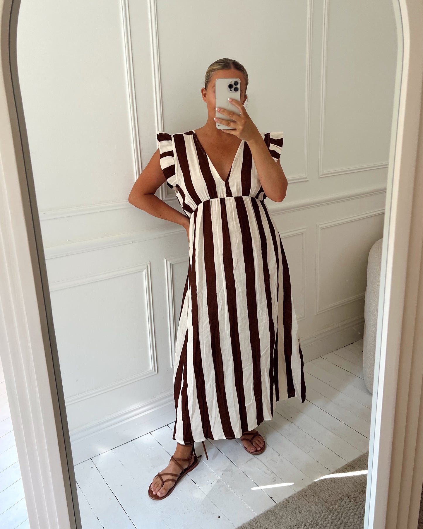 THICK STRIPE CHEESECLOTH COTTON DRESS