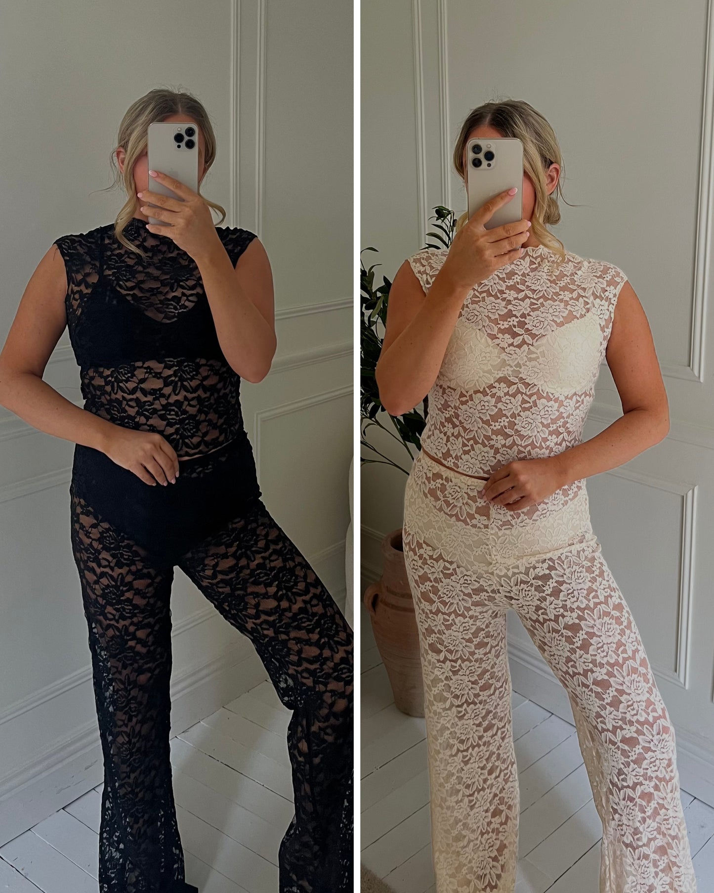 SHEER FLORAL LACE TROUSER