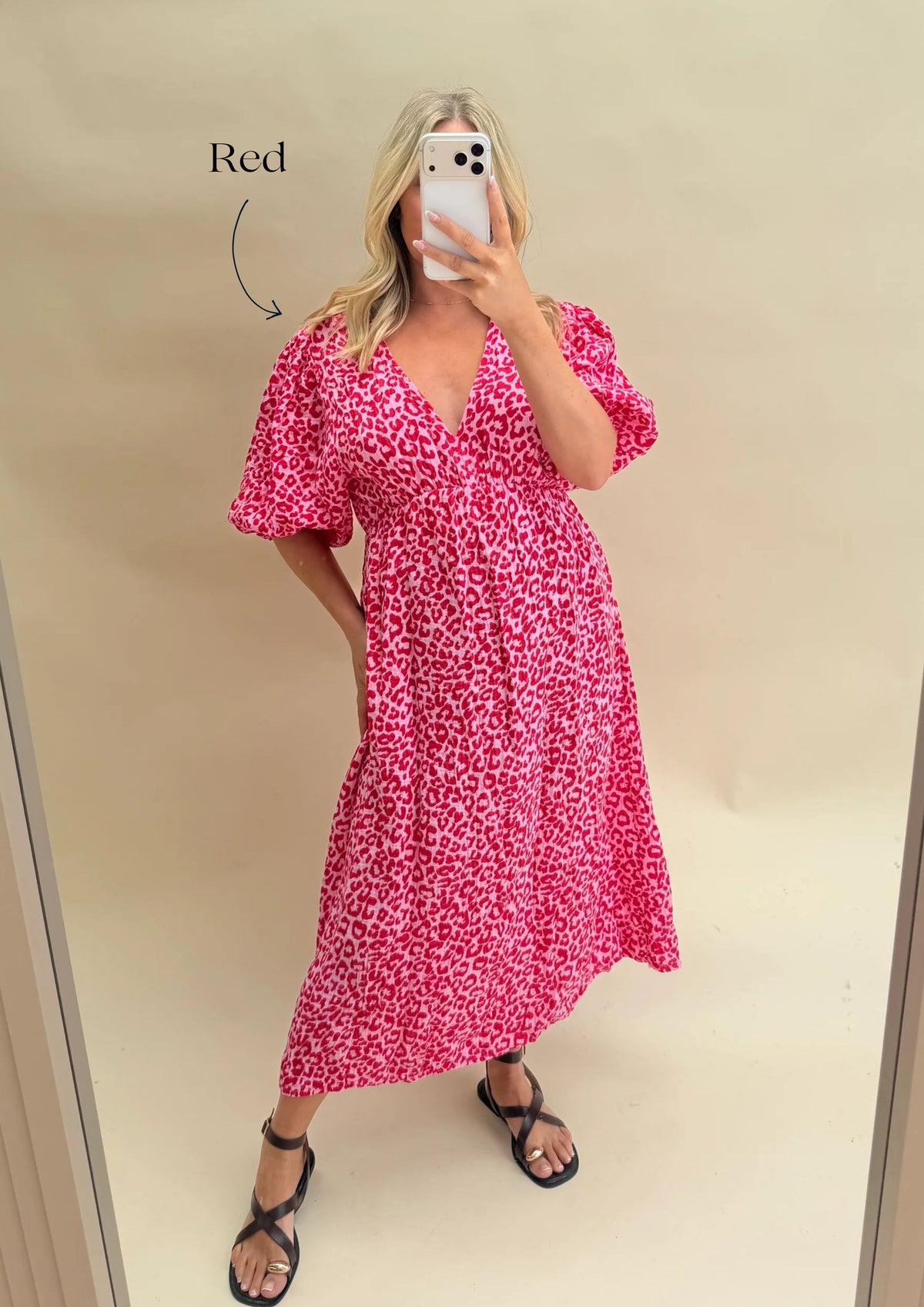 LEOPARD PRINT CHEESECLOTH DRESS WITH SLEEVES