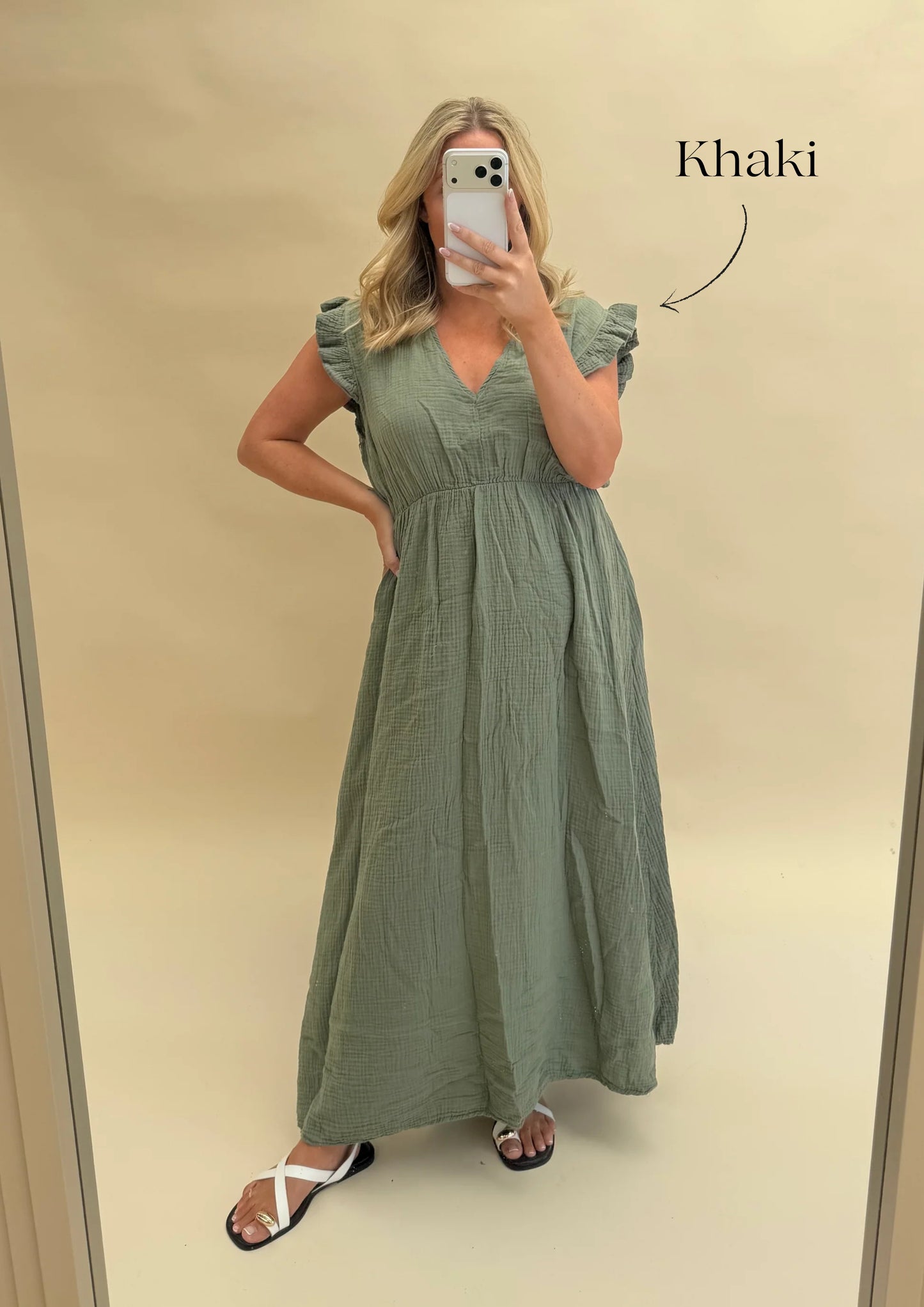 PLAIN CHEESECLOTH COTTON MAXI DRESS