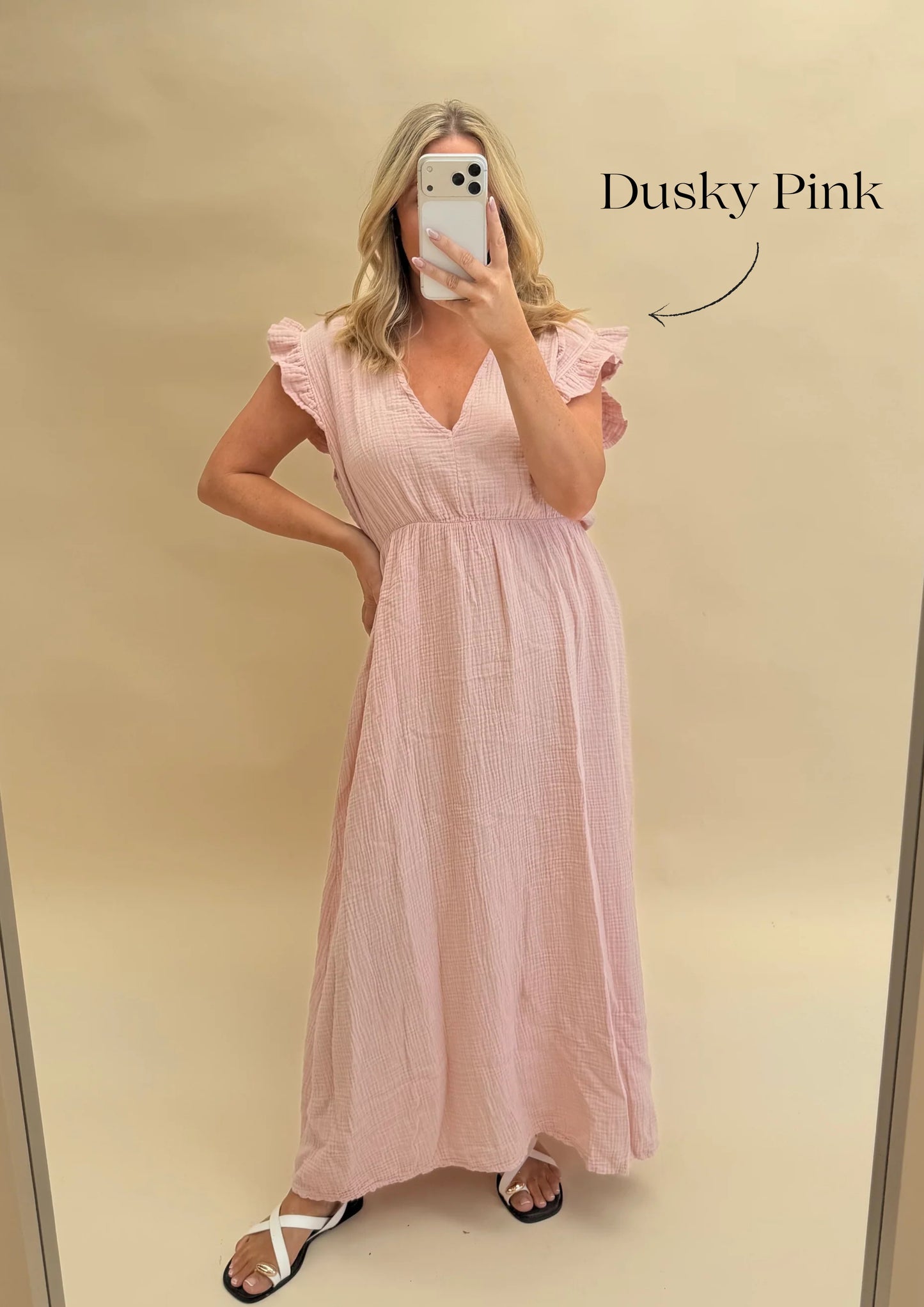 PLAIN CHEESECLOTH COTTON MAXI DRESS