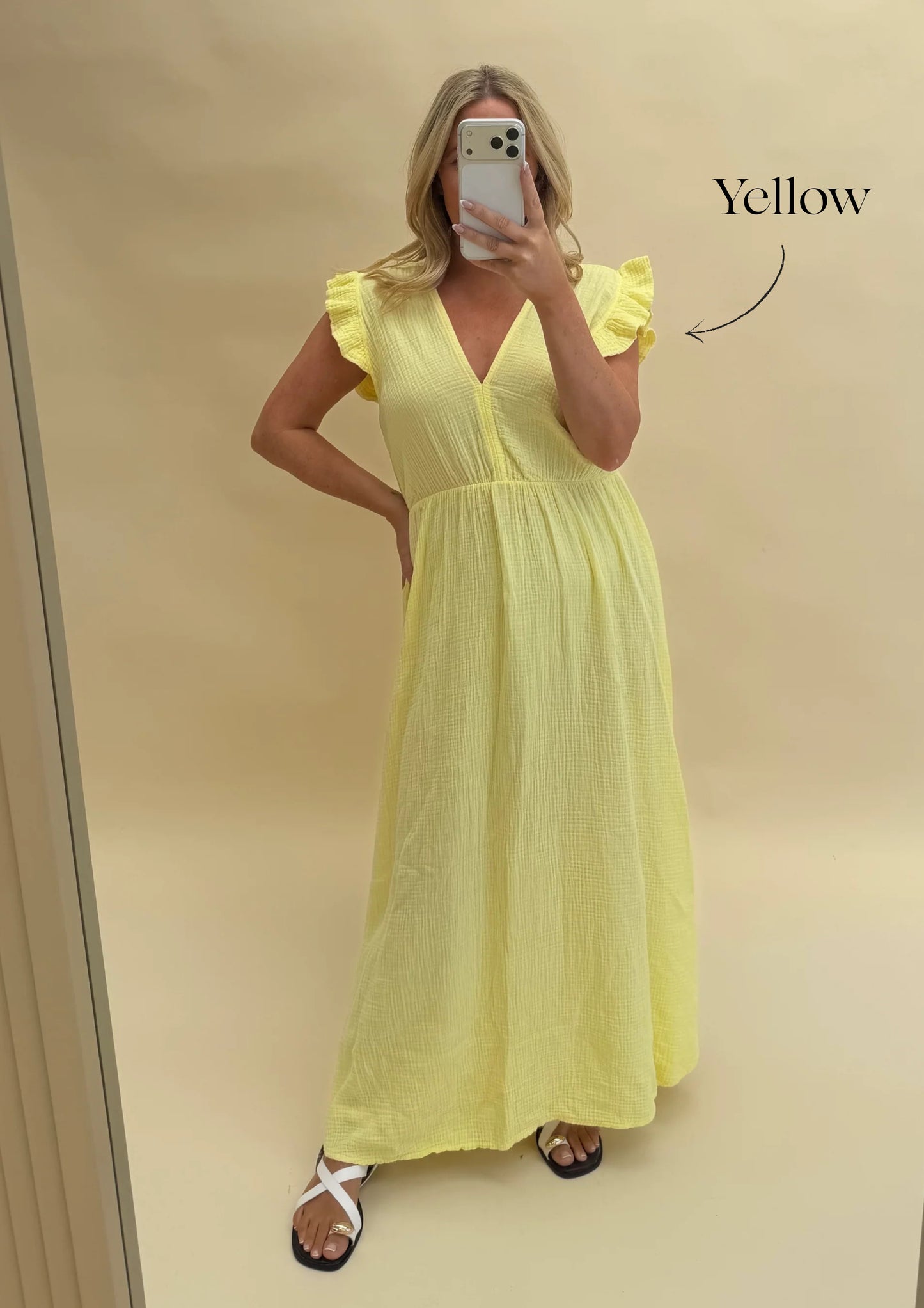 PLAIN CHEESECLOTH COTTON MAXI DRESS