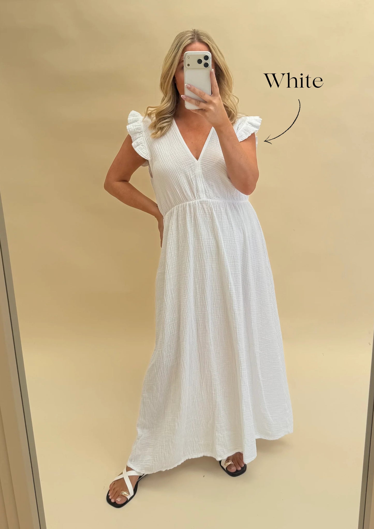 PLAIN CHEESECLOTH COTTON MAXI DRESS