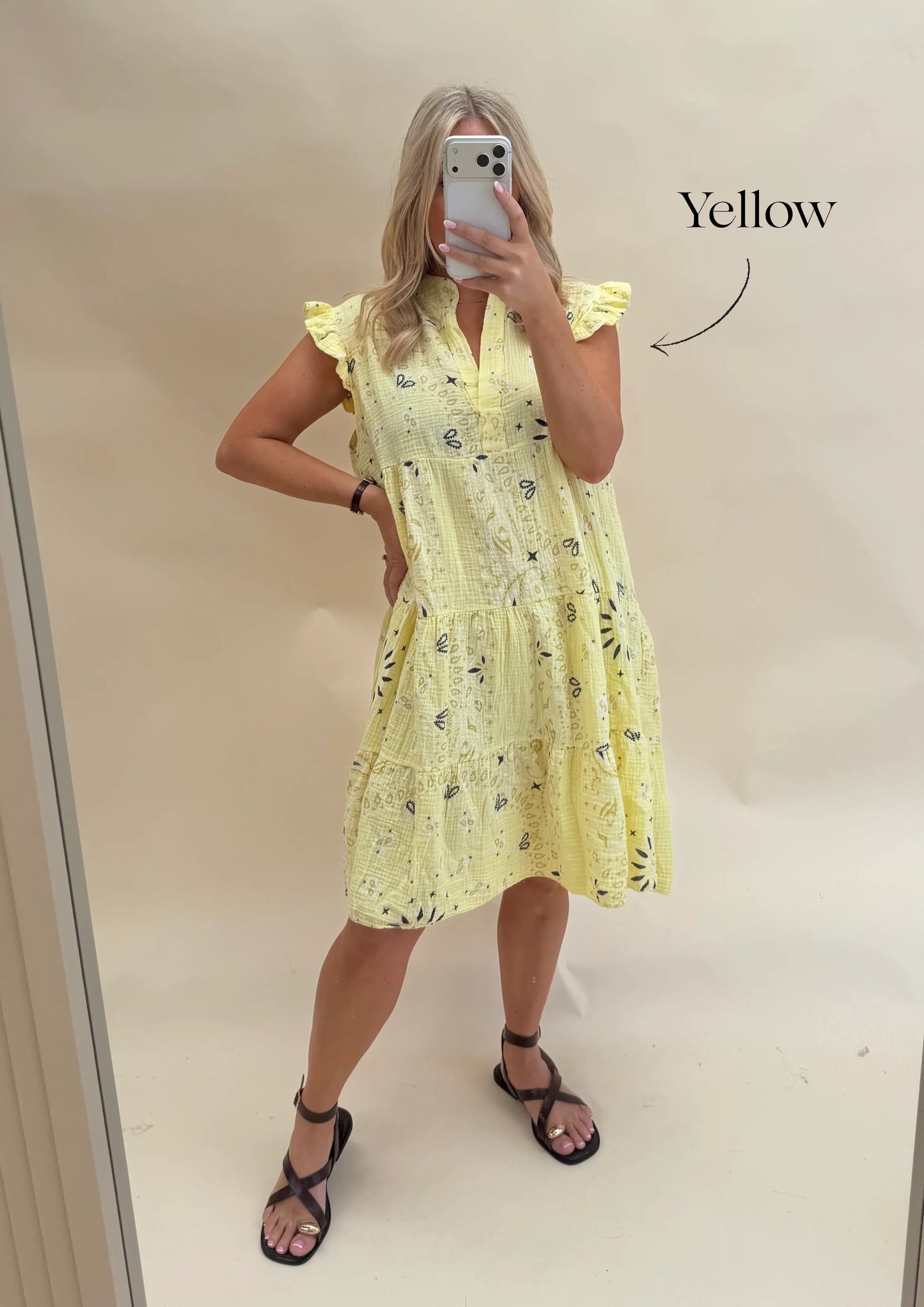 Bandana Print Cotton Smock Dress