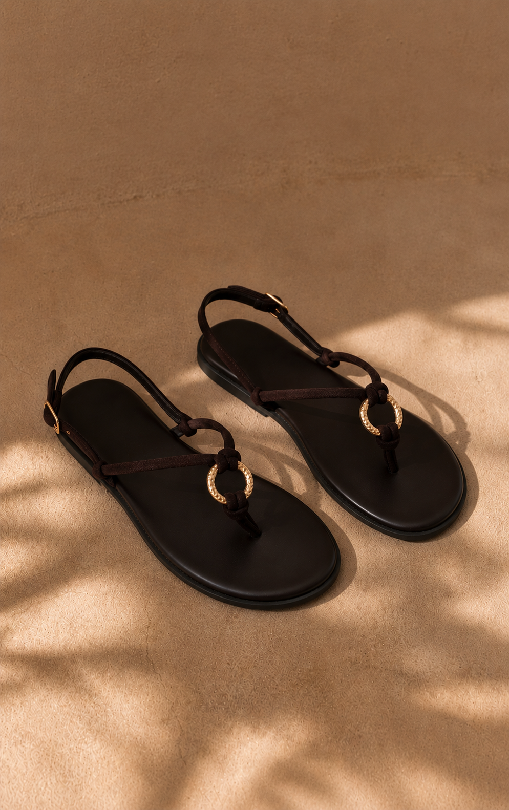 GOLD RING FLAT SANDALS