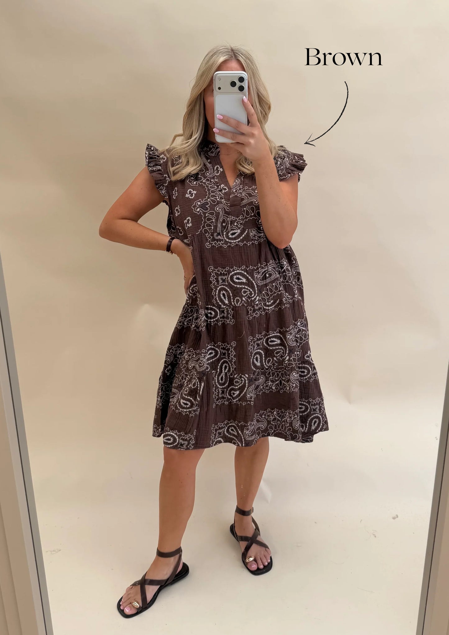 Bandana Print Cotton Smock Dress