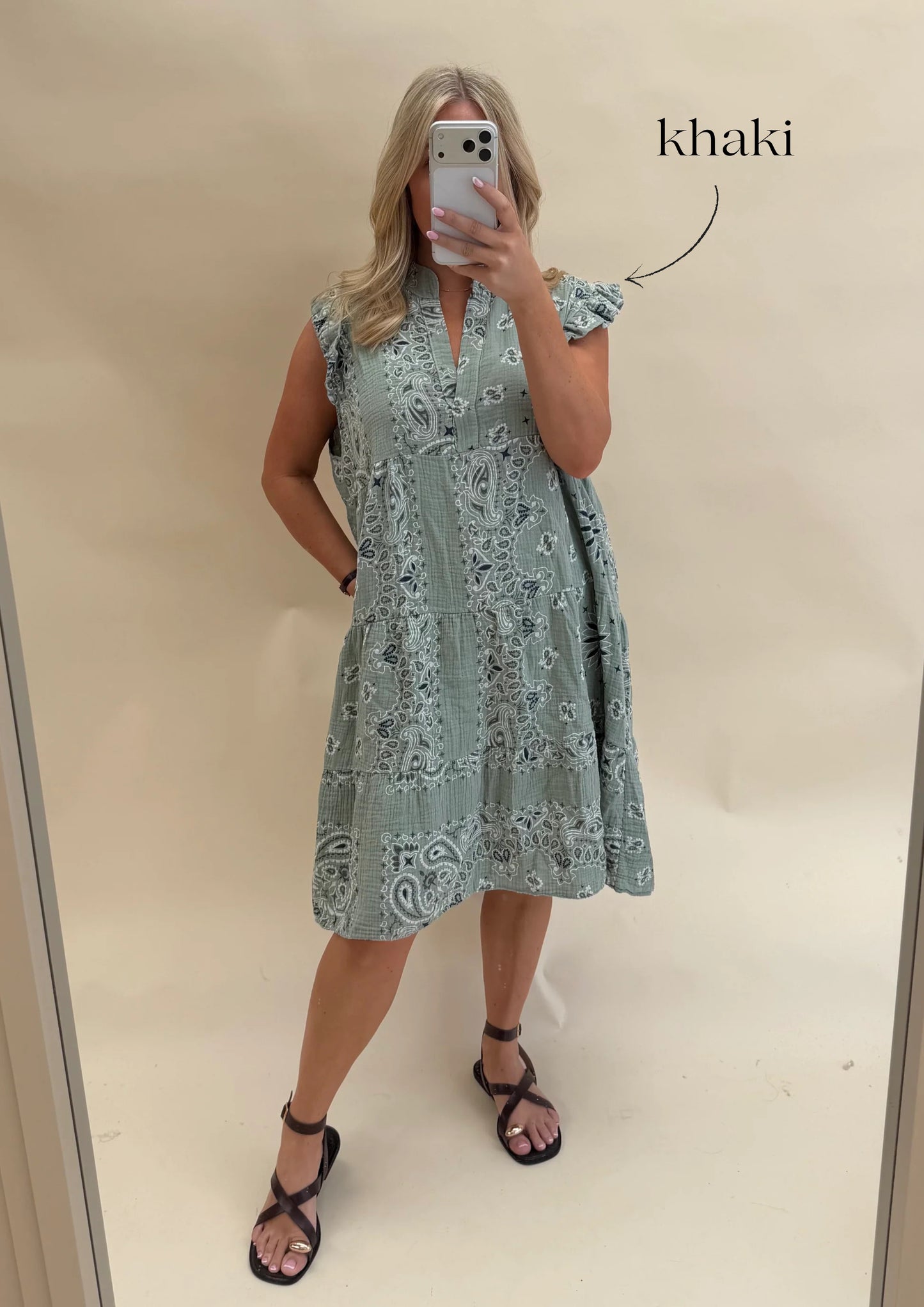 Bandana Print Cotton Smock Dress