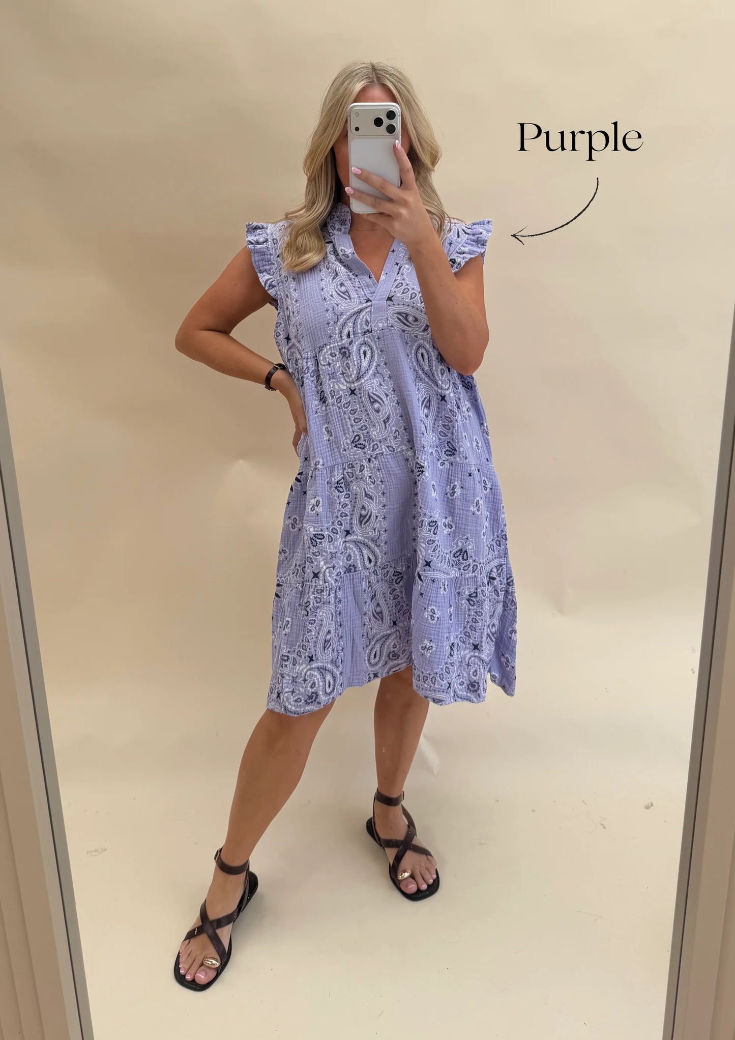 Bandana Print Cotton Smock Dress