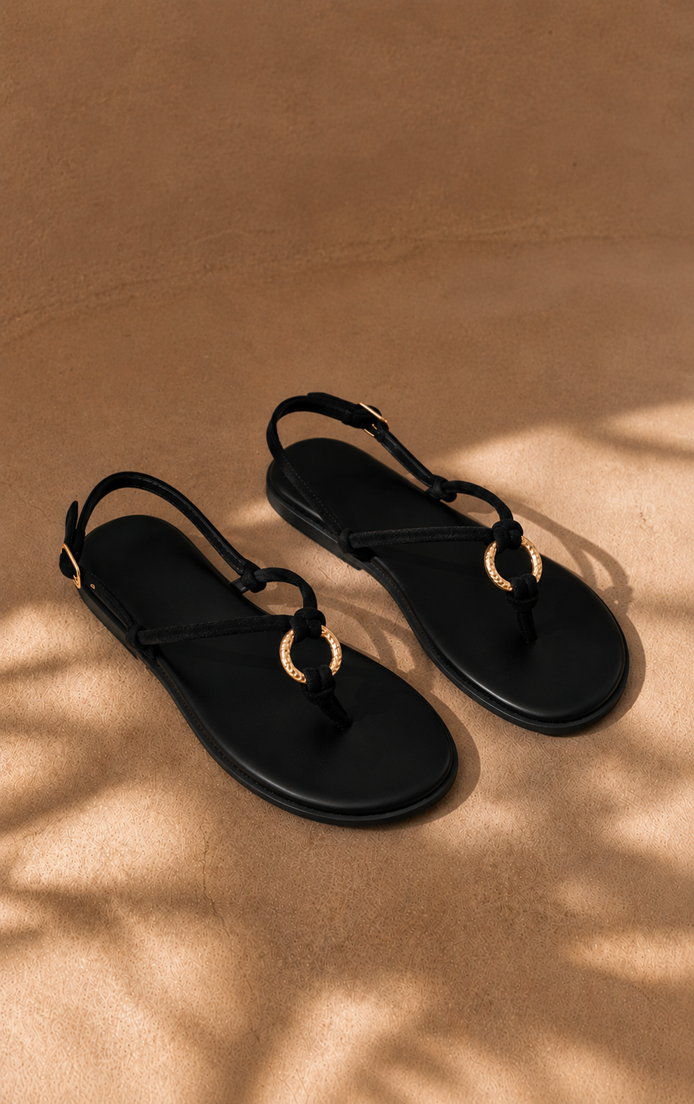 GOLD RING FLAT SANDALS