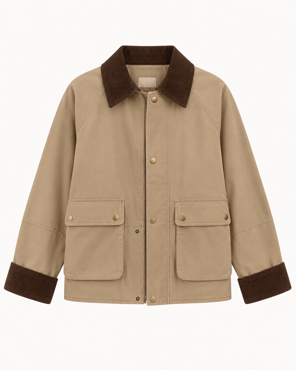 CONTRAST CORDUROY COLLAR & CUFF UTILITY JACKET