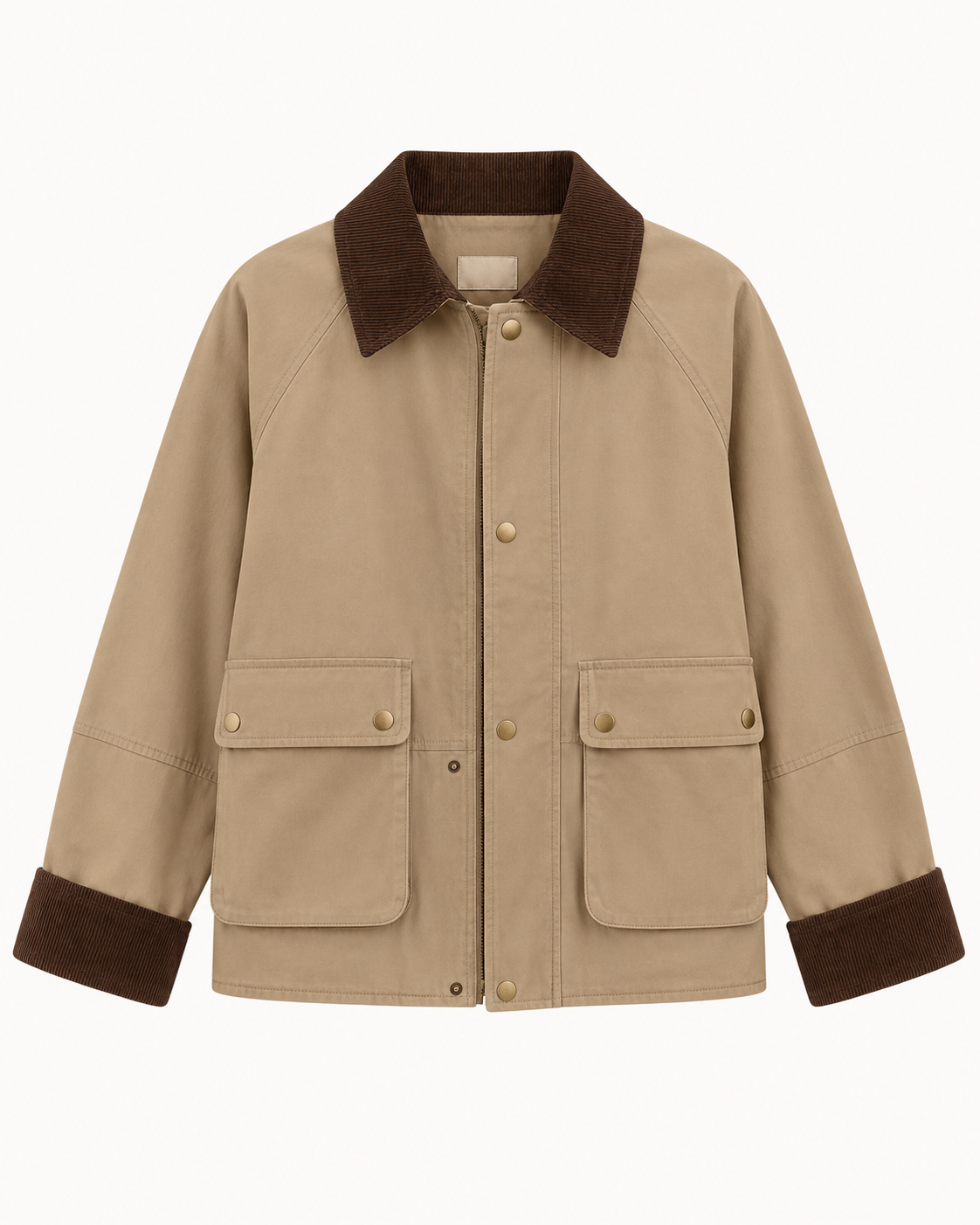 CONTRAST CORDUROY COLLAR & CUFF UTILITY JACKET