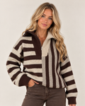 Coco Striped Half-Zip Knit Jumper