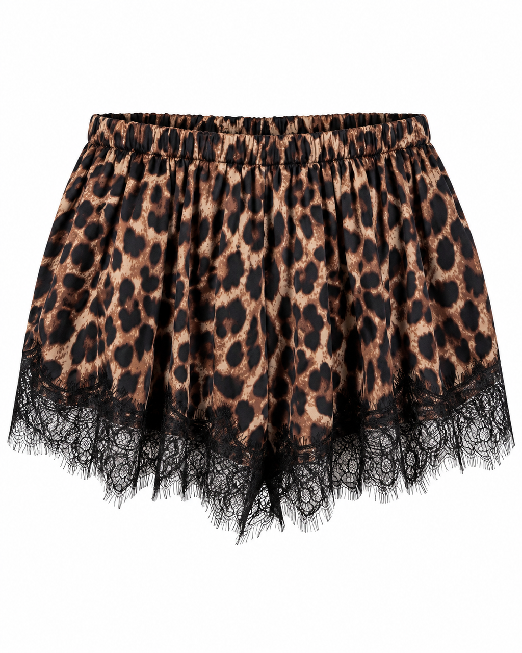 Satin Runner Shorts with Lace Trim