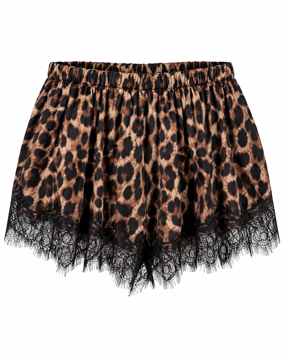 Satin Runner Shorts with Lace Trim