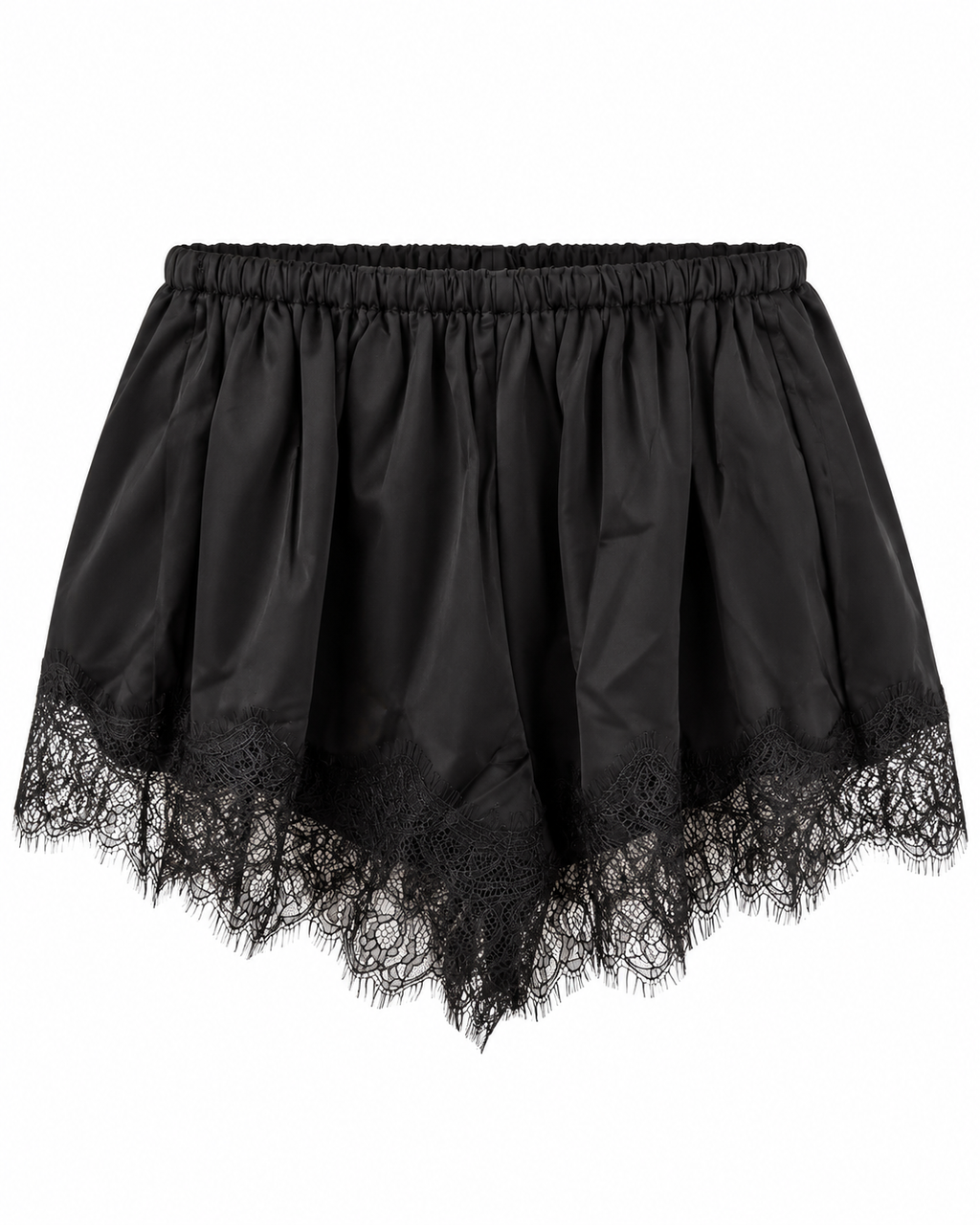 Satin Runner Shorts with Lace Trim