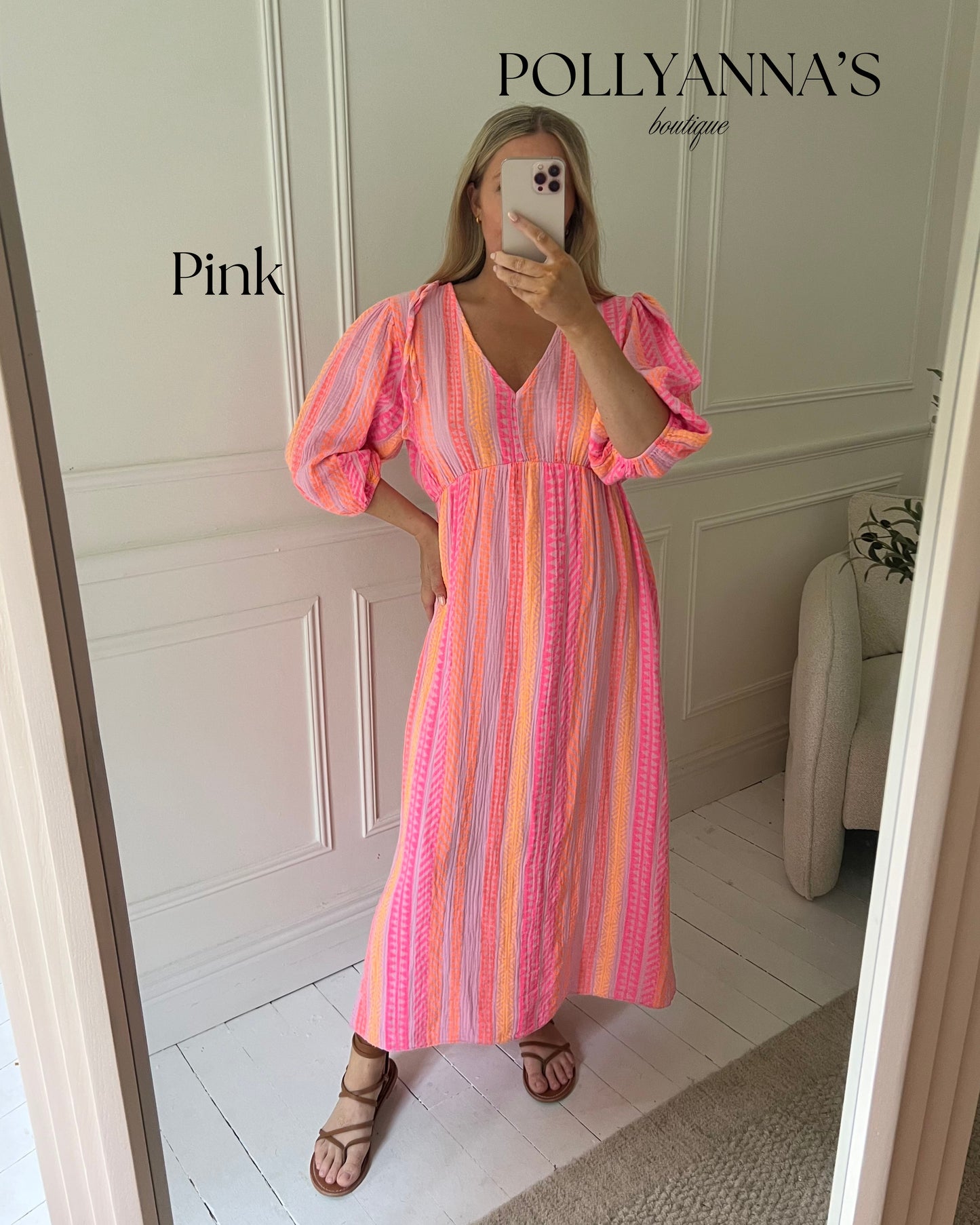 GEOMETRIC PRINT CHEESECLOTH COTTON DRESS