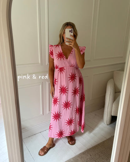 SUMMER SOLSTICE CHEESECLOTH DRESS FRILL SLEEVES
