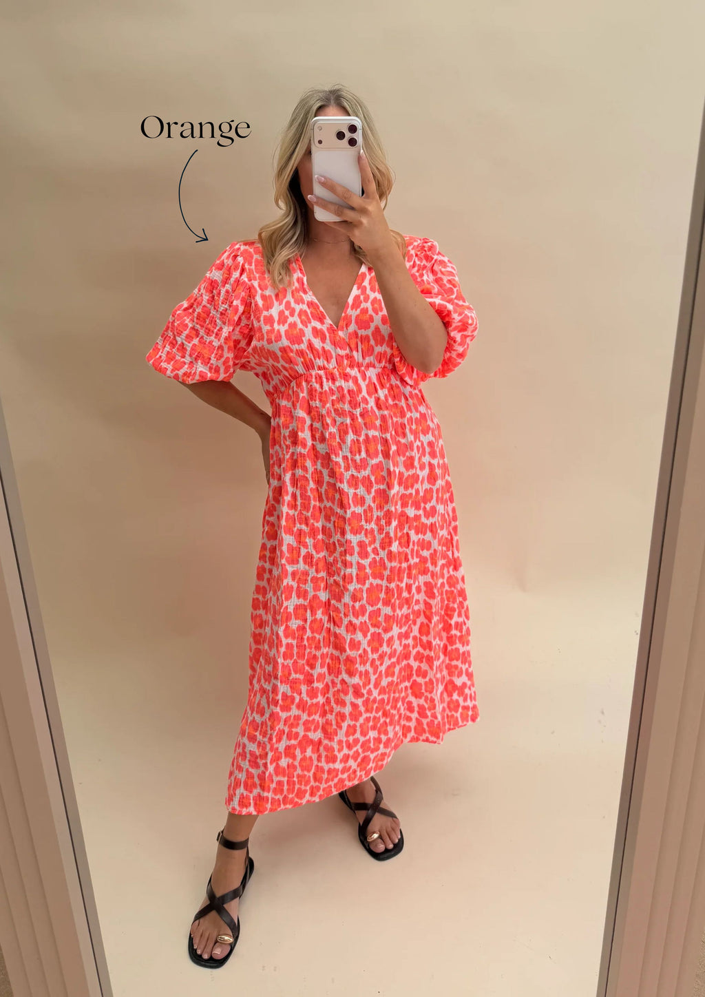 LEOPARD PRINT CHEESECLOTH DRESS WITH SLEEVES