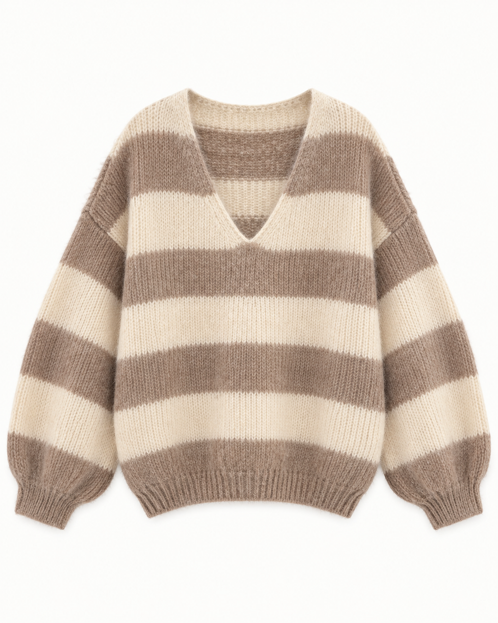 STRIPE V NECK WOOL BLEND JUMPER