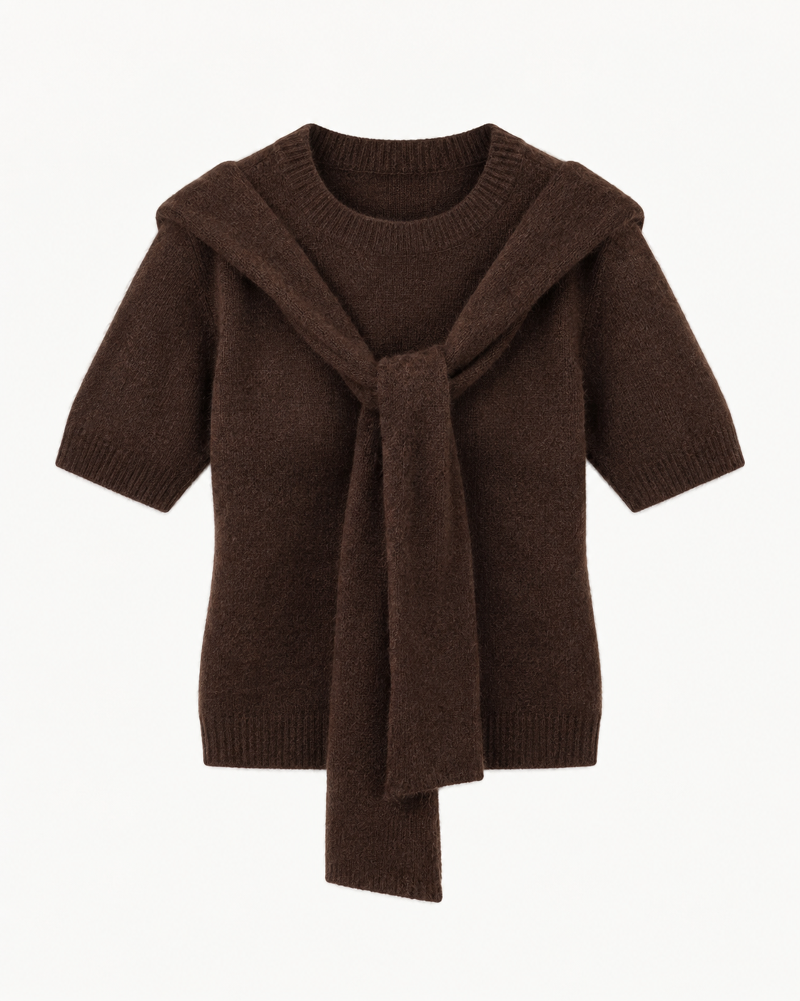T-SHIRT WOOL KNIT WITH DETACHABLE SCARF