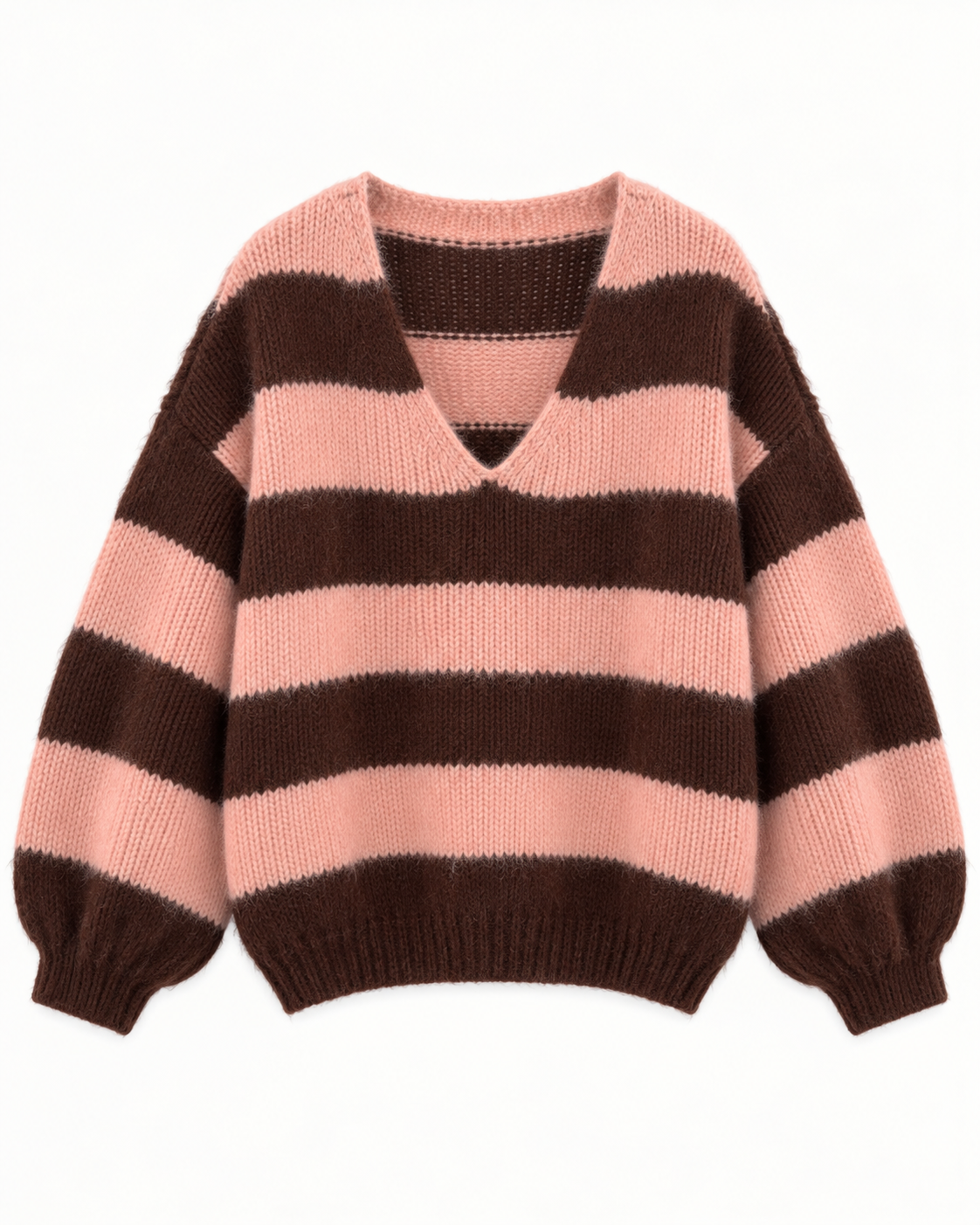 STRIPE V NECK WOOL BLEND JUMPER