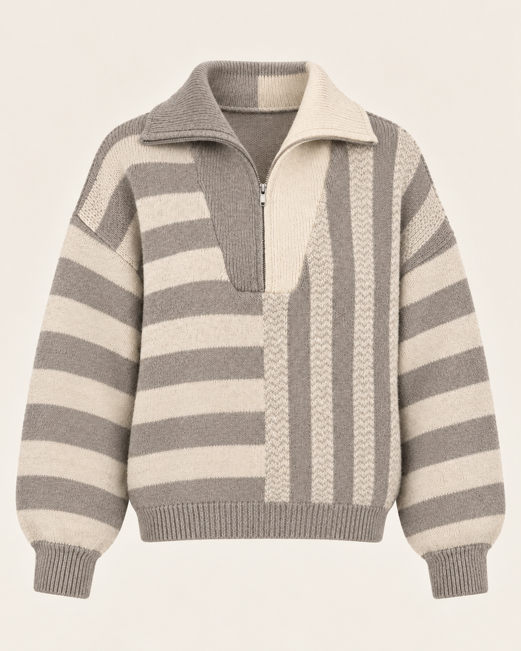 Coco Striped Half-Zip Knit Jumper