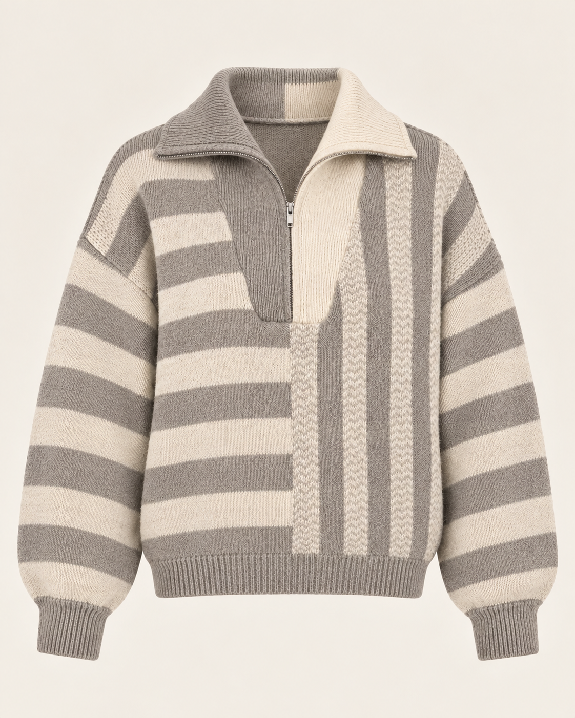Coco Striped Half-Zip Knit Jumper