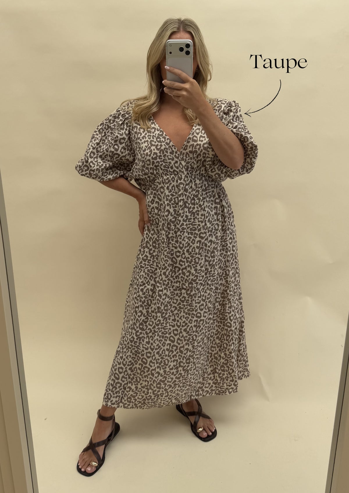 LEOPARD PRINT CHEESECLOTH DRESS WITH SLEEVES