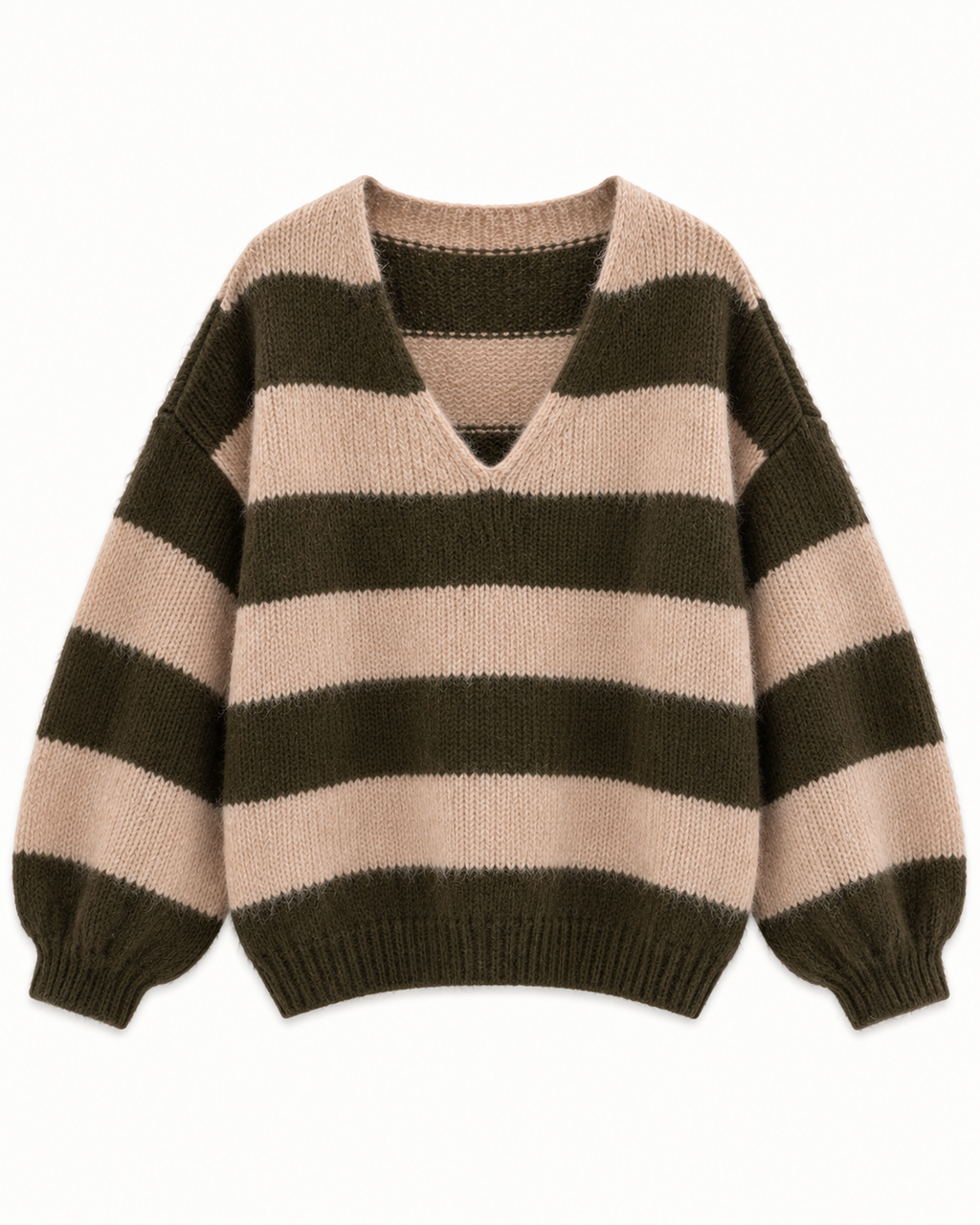 STRIPE V NECK WOOL BLEND JUMPER