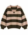 STRIPE V NECK WOOL BLEND JUMPER