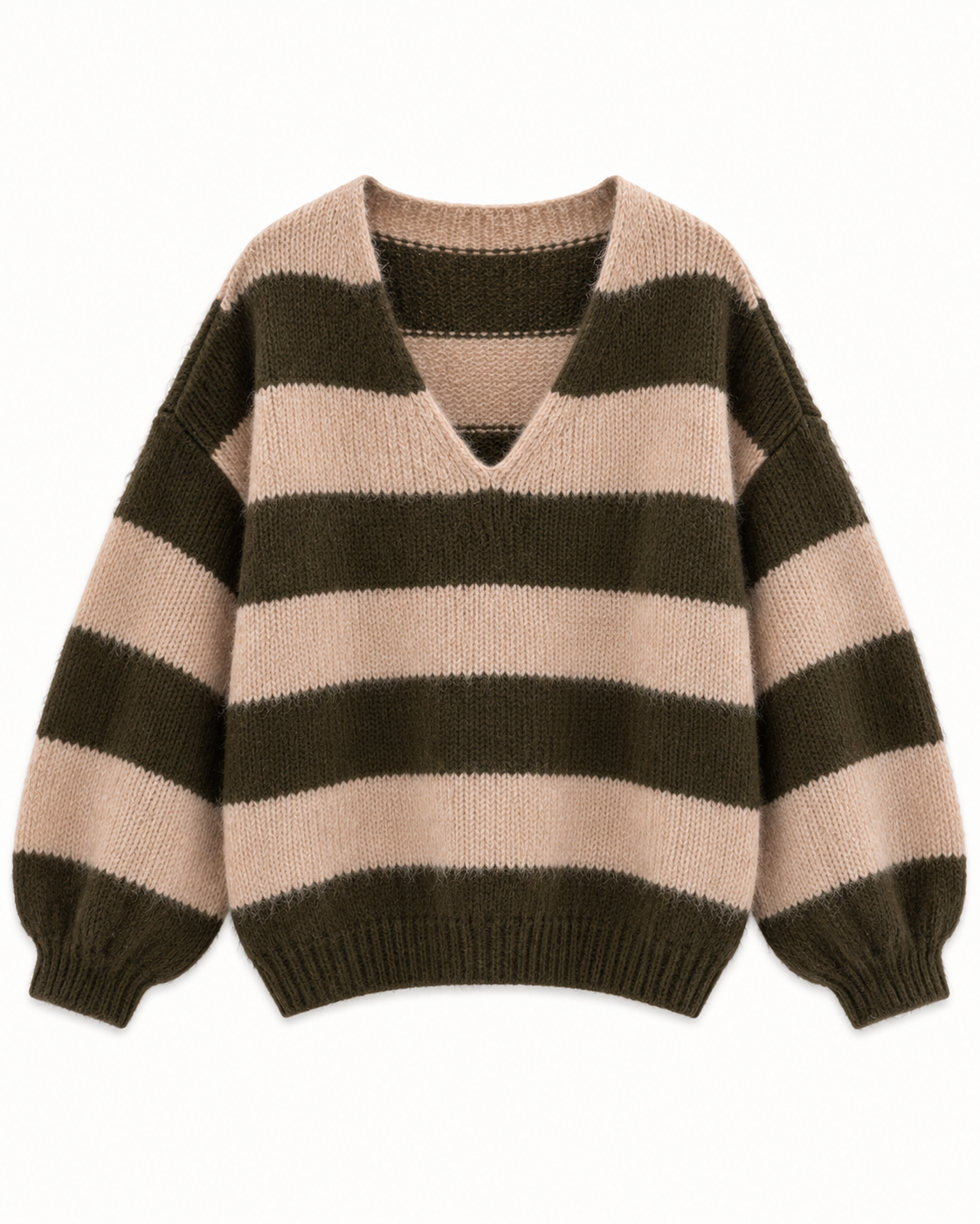 STRIPE V NECK WOOL BLEND JUMPER