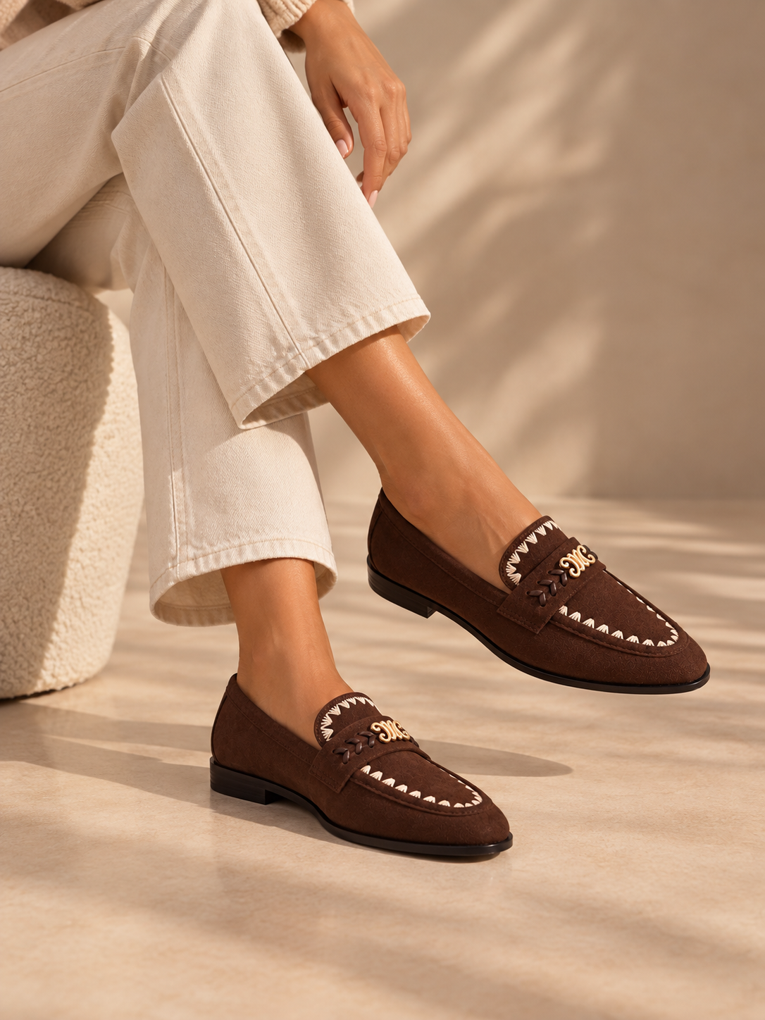 LOAFERS WITH EMBROIDERED DETAIL