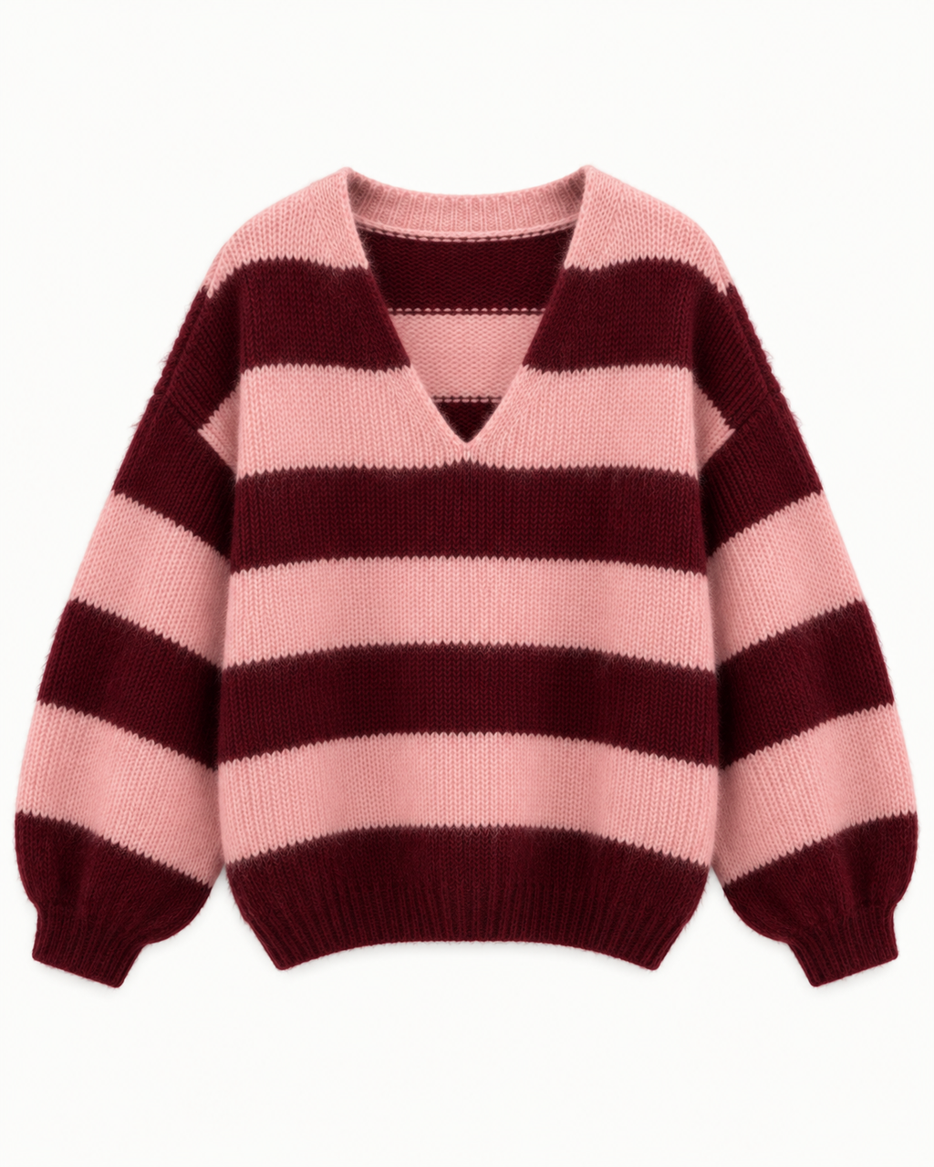 STRIPE V NECK WOOL BLEND JUMPER