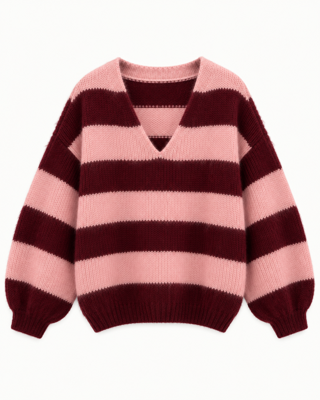 STRIPE V NECK WOOL BLEND JUMPER