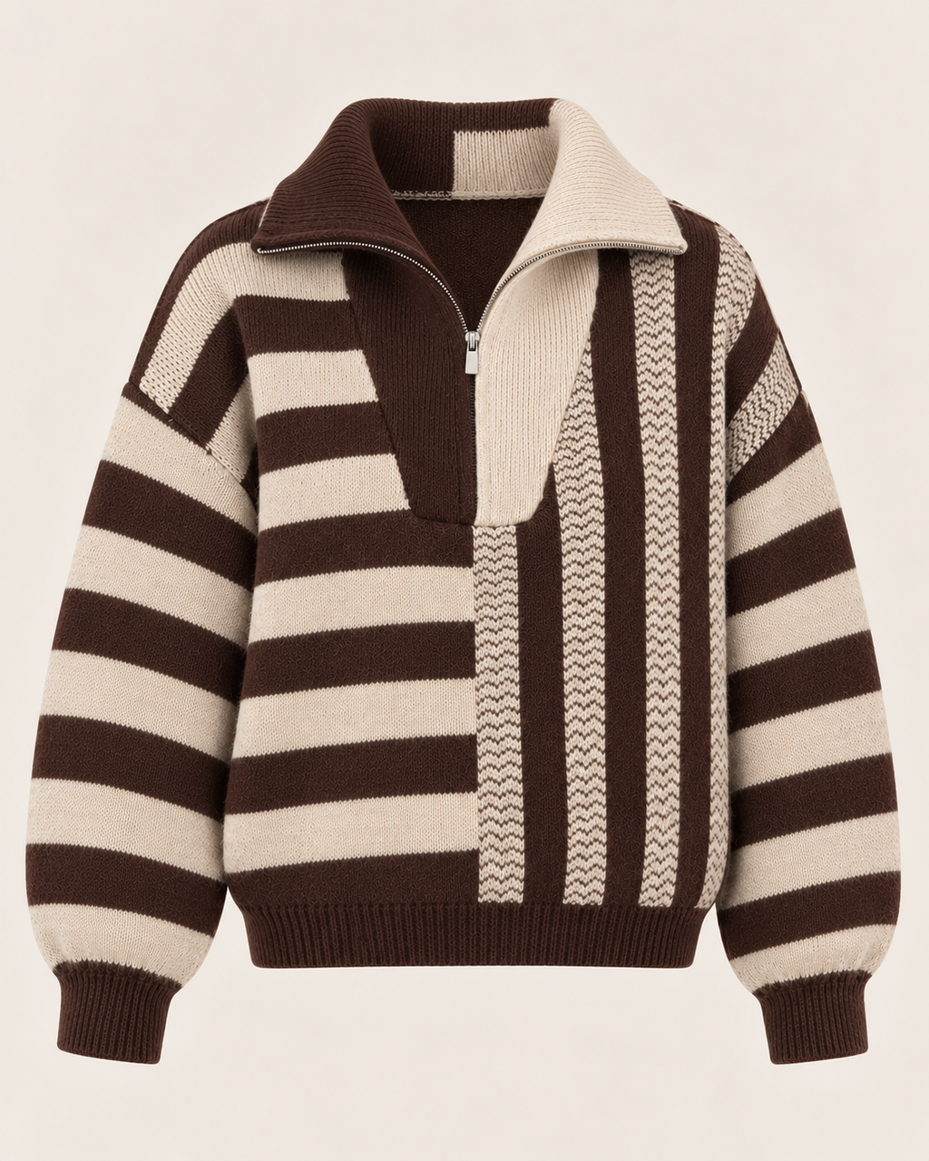 Coco Striped Half-Zip Knit Jumper