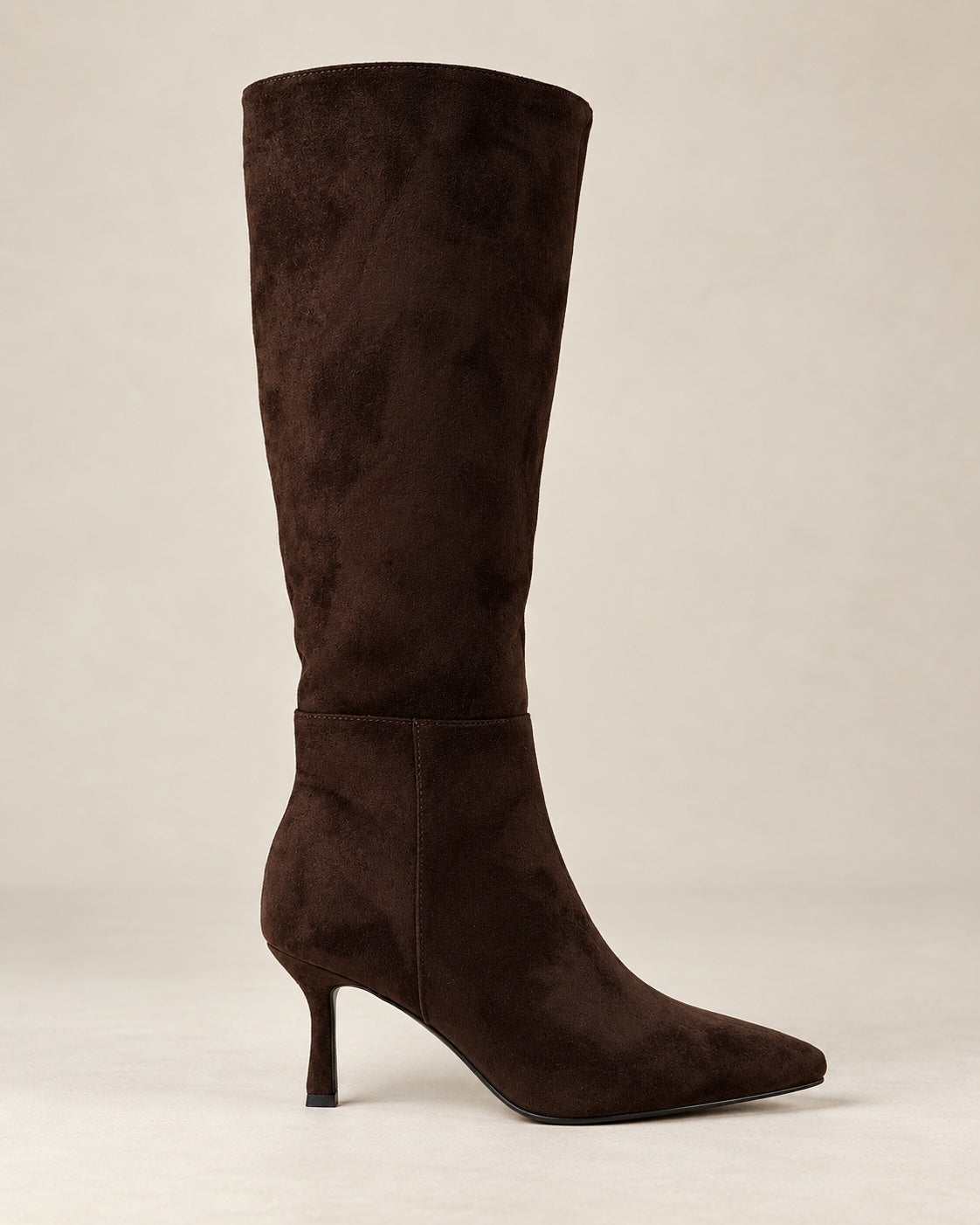 Luna Suede Knee High Pointed Toe Heeled Boots