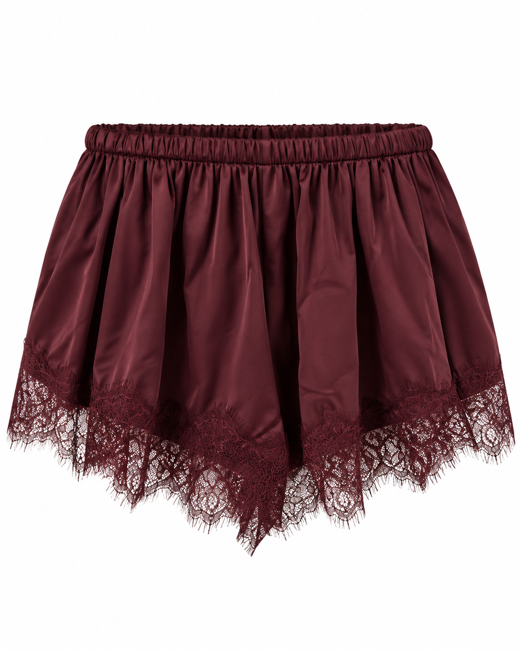 Satin Runner Shorts with Lace Trim