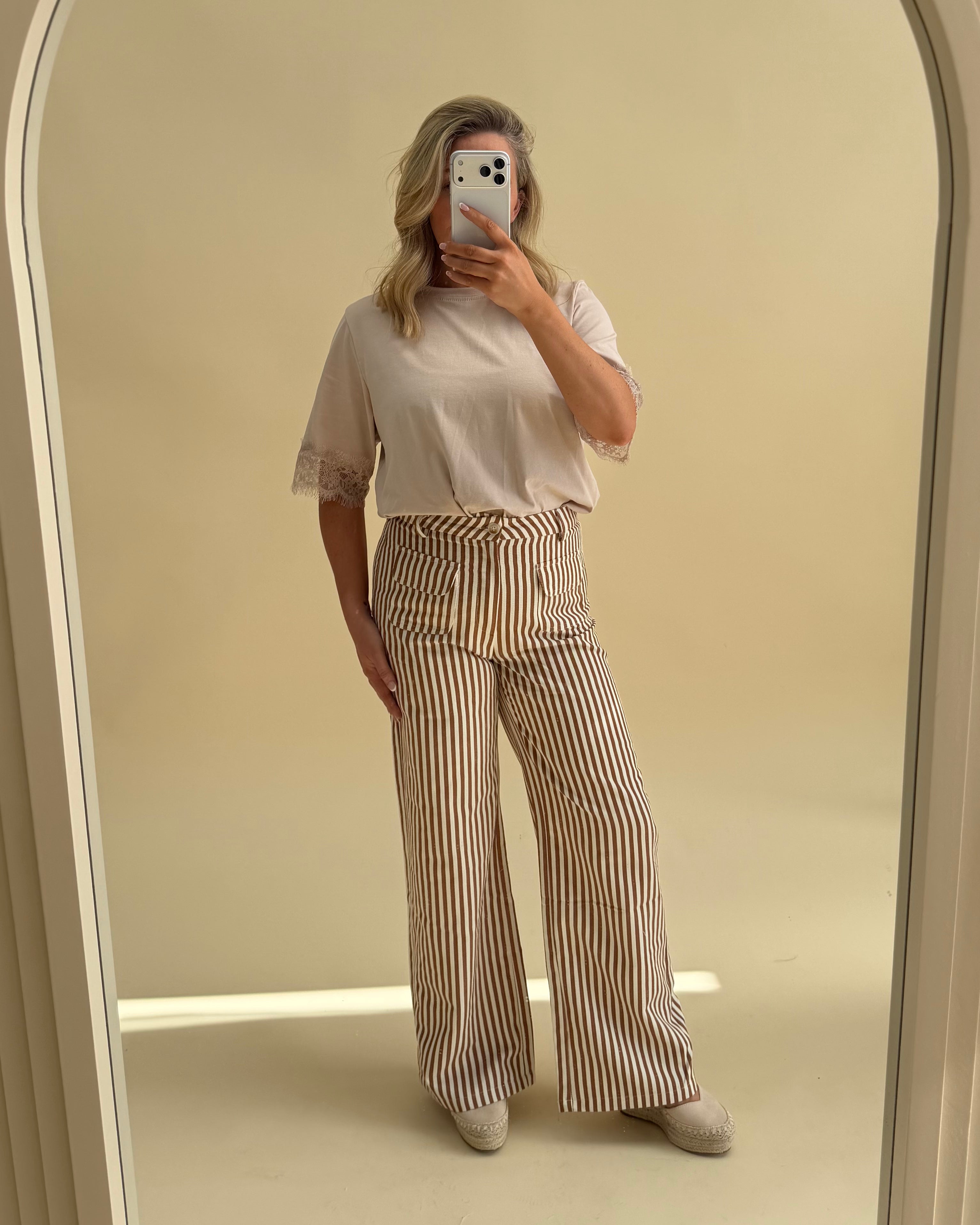 STRIPE COTTON TROUSERS