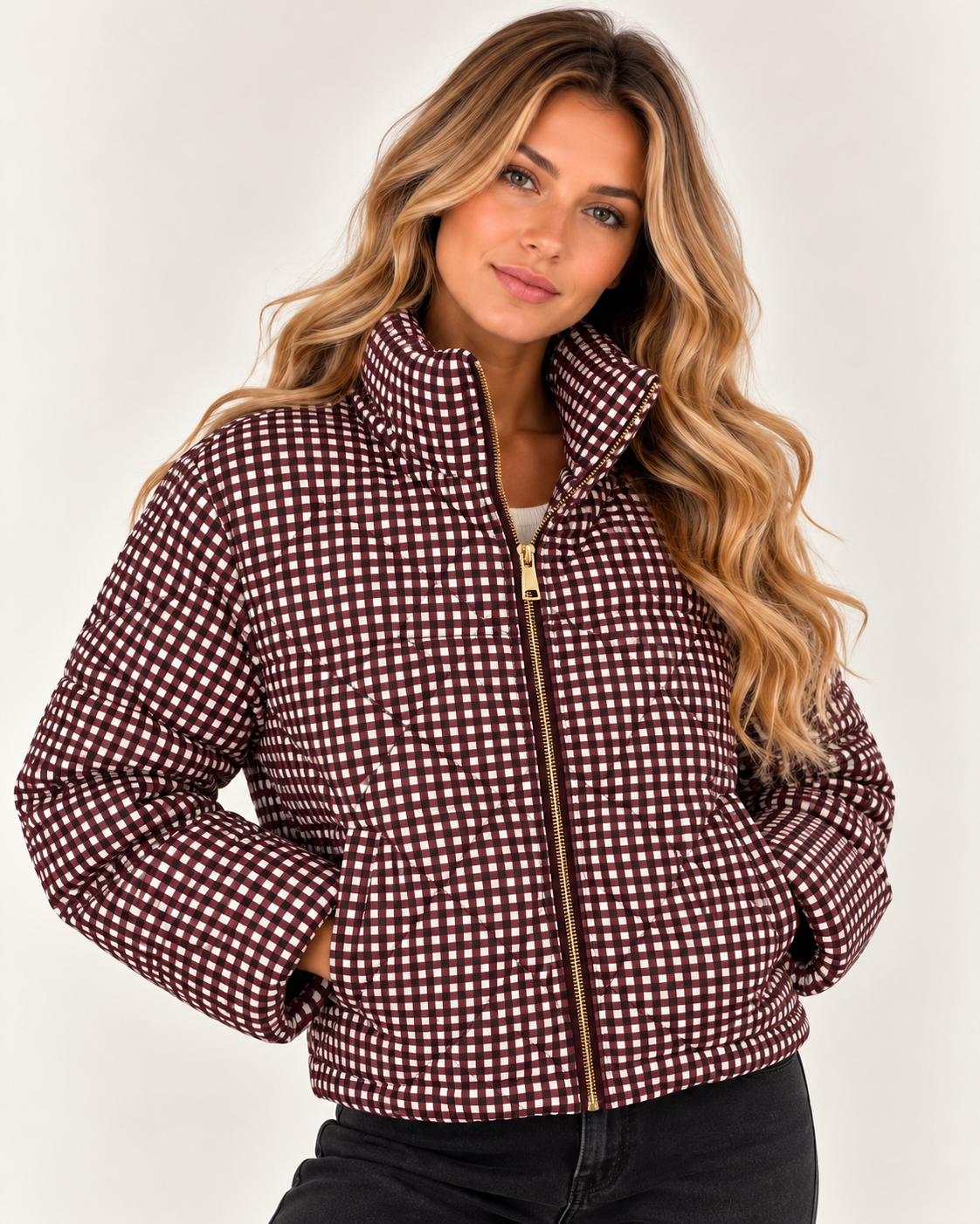 Gingham Padded Puffer Jacket